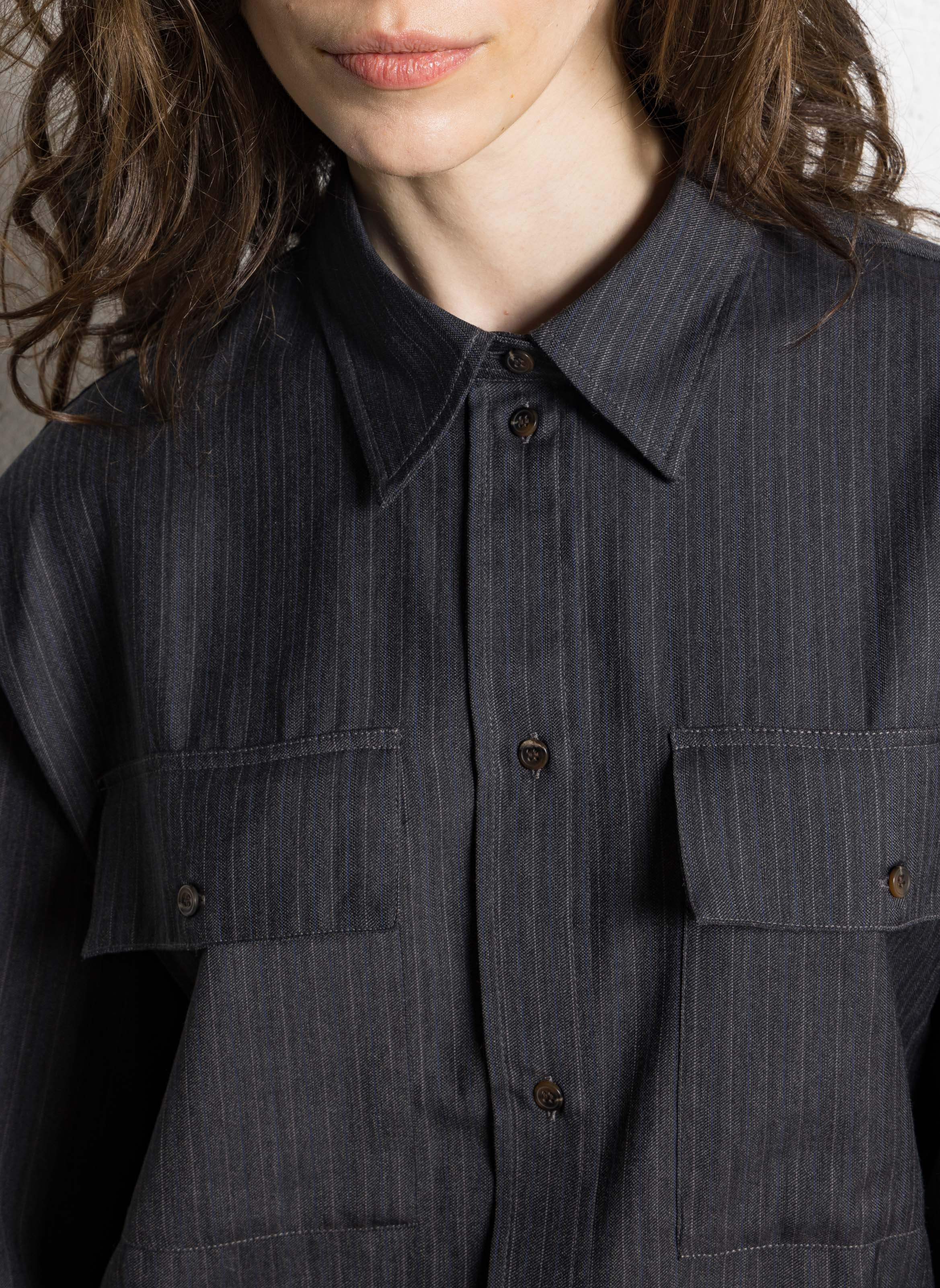 Chemise rayée en laine et en coton mélangés filipa SOEUR Gris