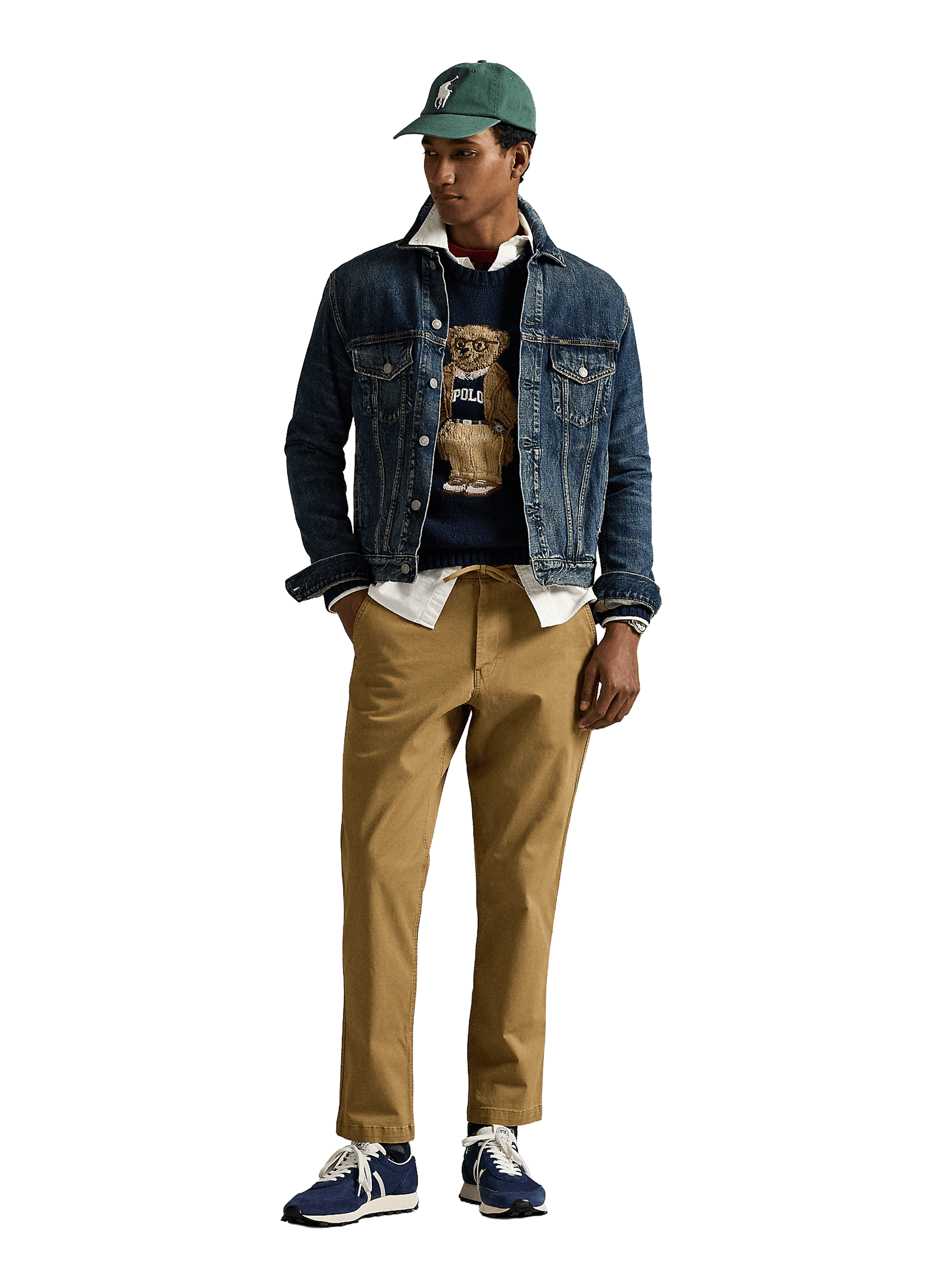 Pantalon droit taille élastiquée en coton POLO RALPH LAUREN Beige