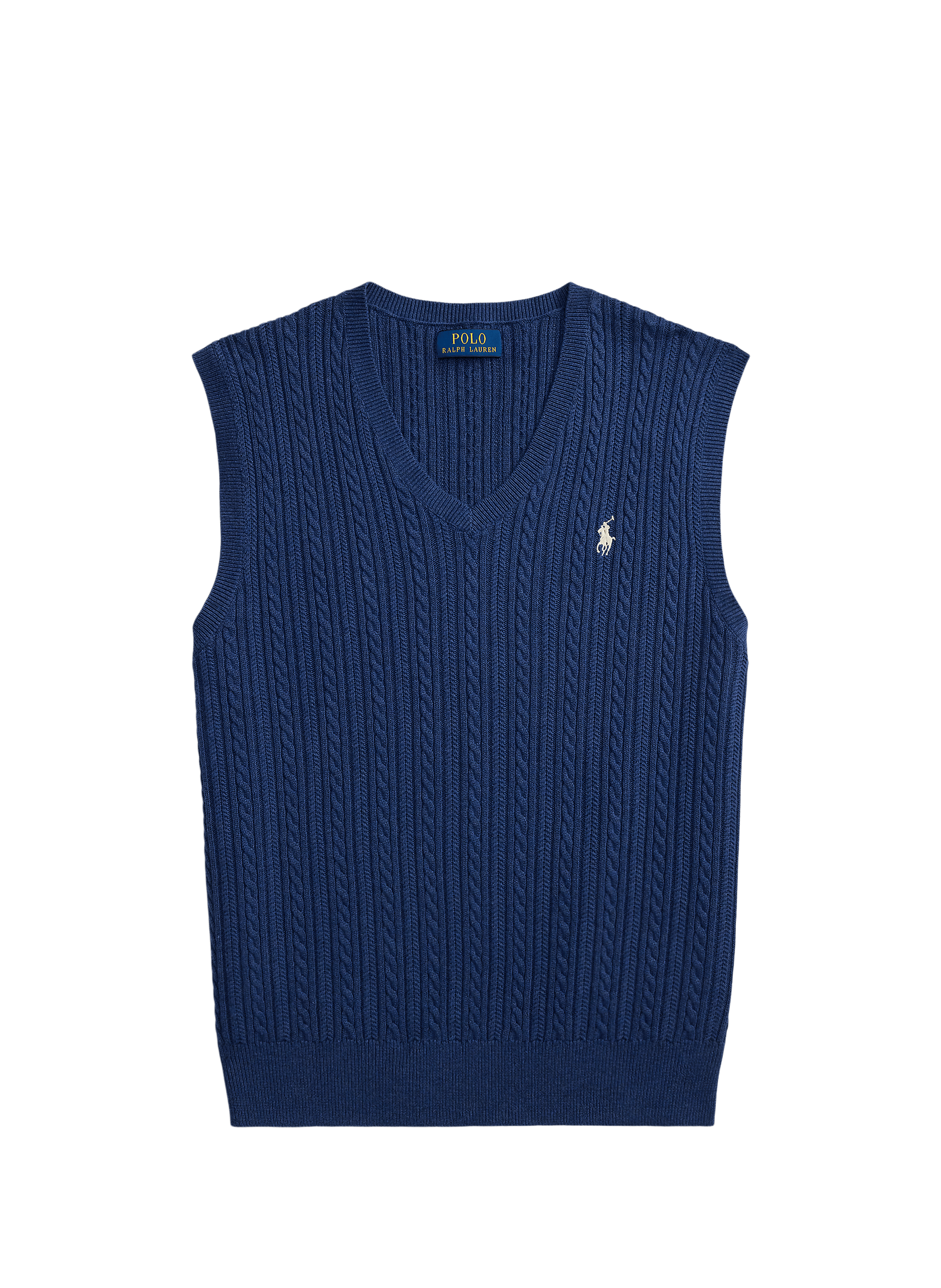 Pull à col V torsadé en coton POLO RALPH LAUREN Bleu