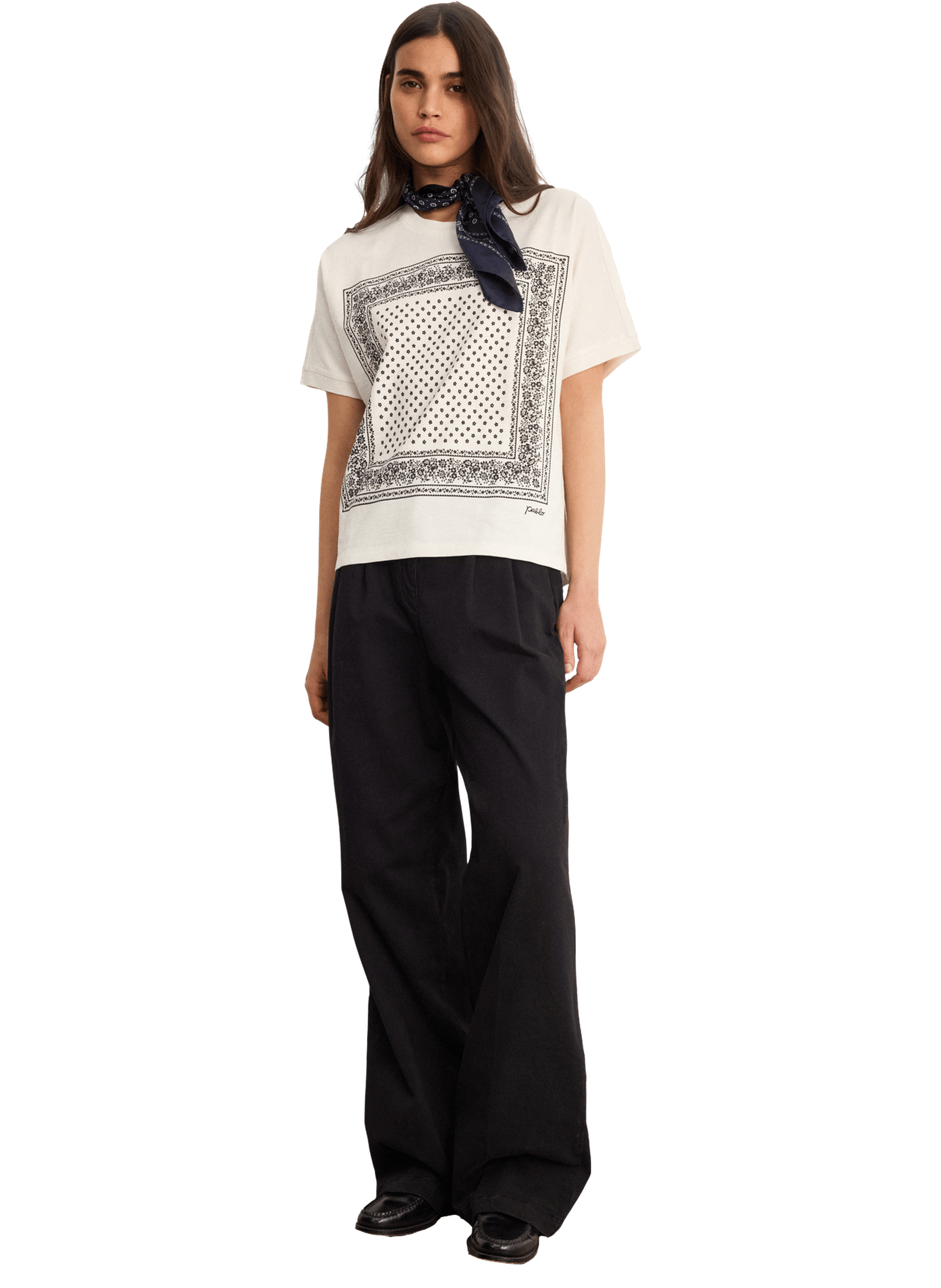 T-shirt imprimé en coton et modal - taiya PABLO Beige