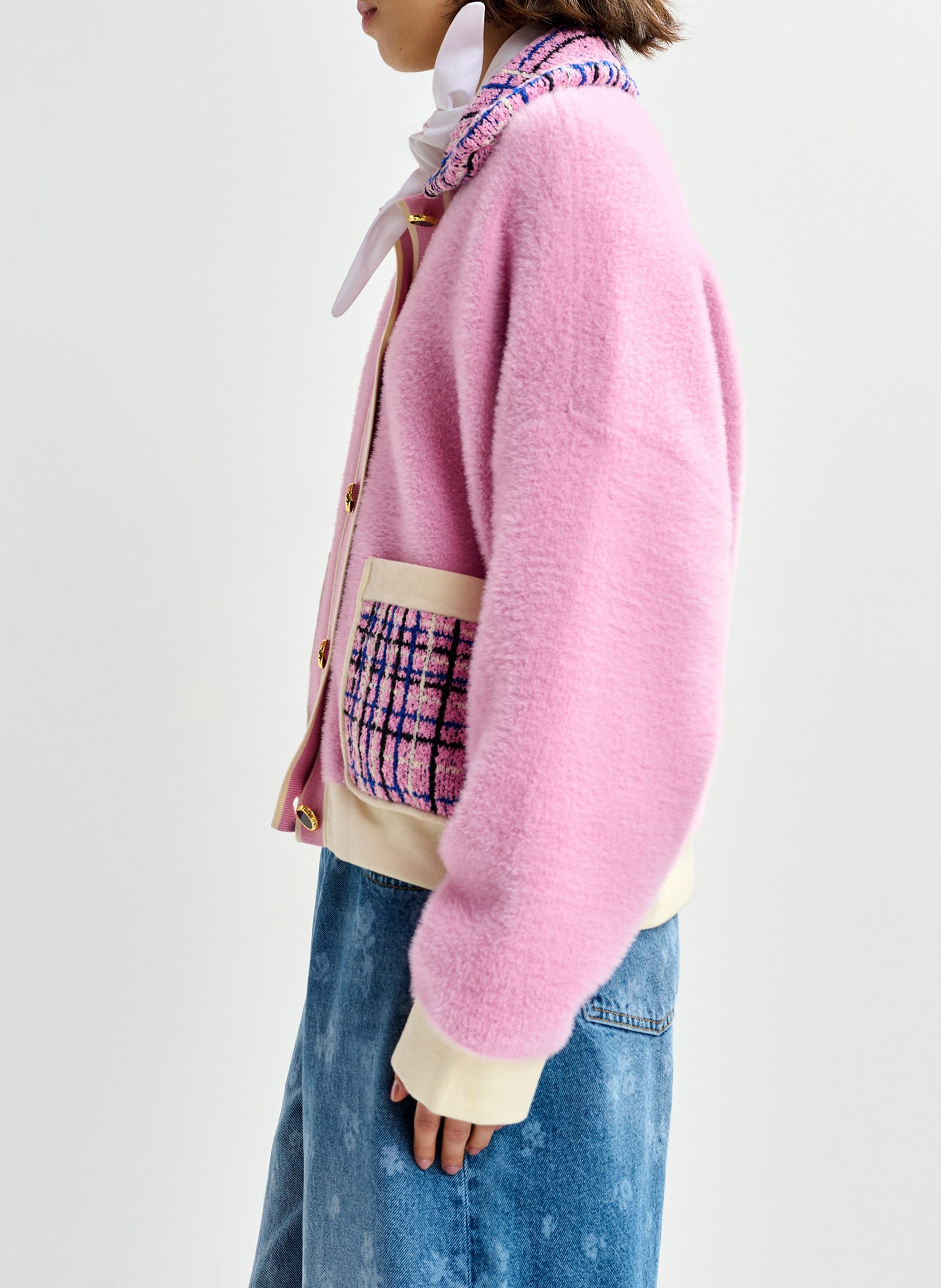 Veste oversize boutonnée à détail tweed Joilu ESSENTIEL ANTWERP Rose
