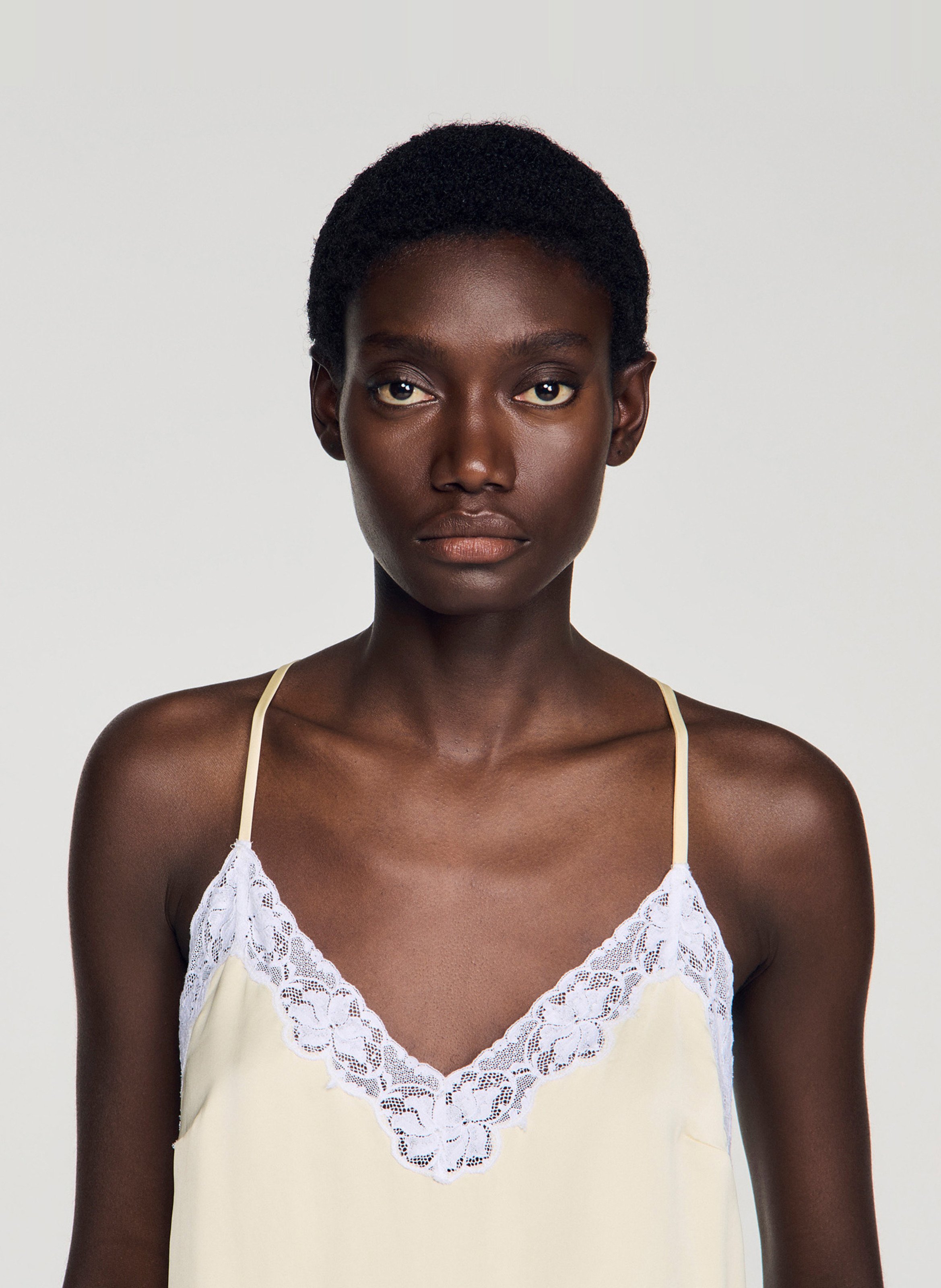 Caraco droit en satin SANDRO Jaune