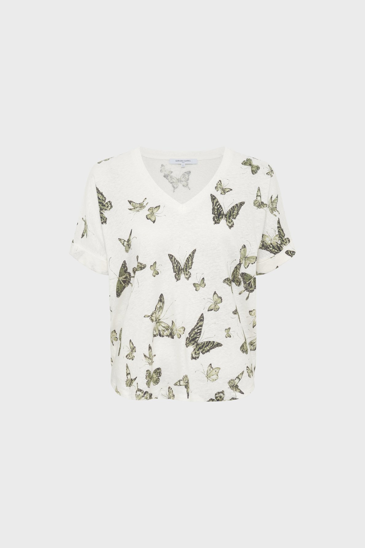 T-shirt papillons en lin et coton - MAKEDA GERARD DAREL Vert