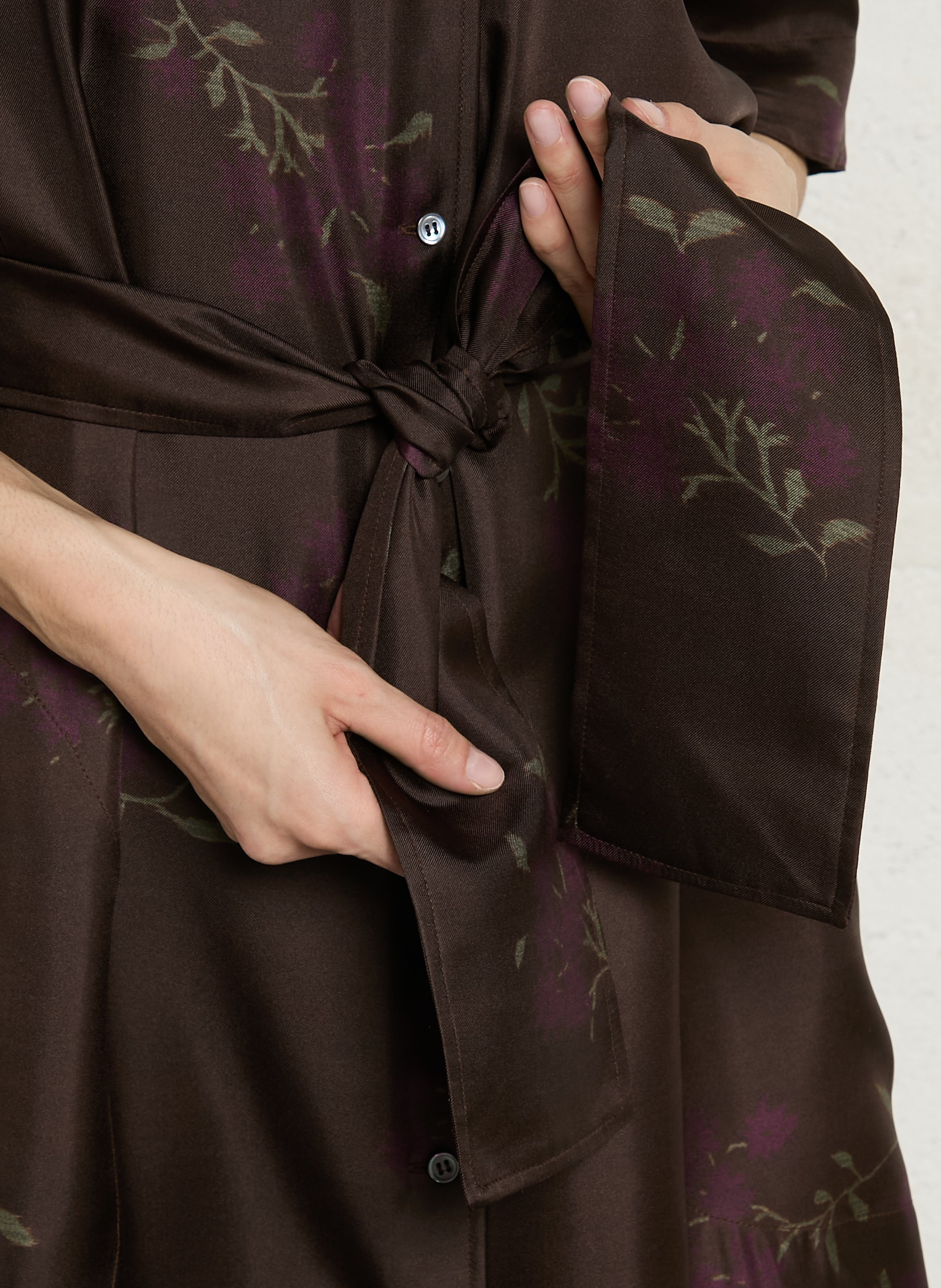 Robe midi col mao en soie witty SOEUR Marron