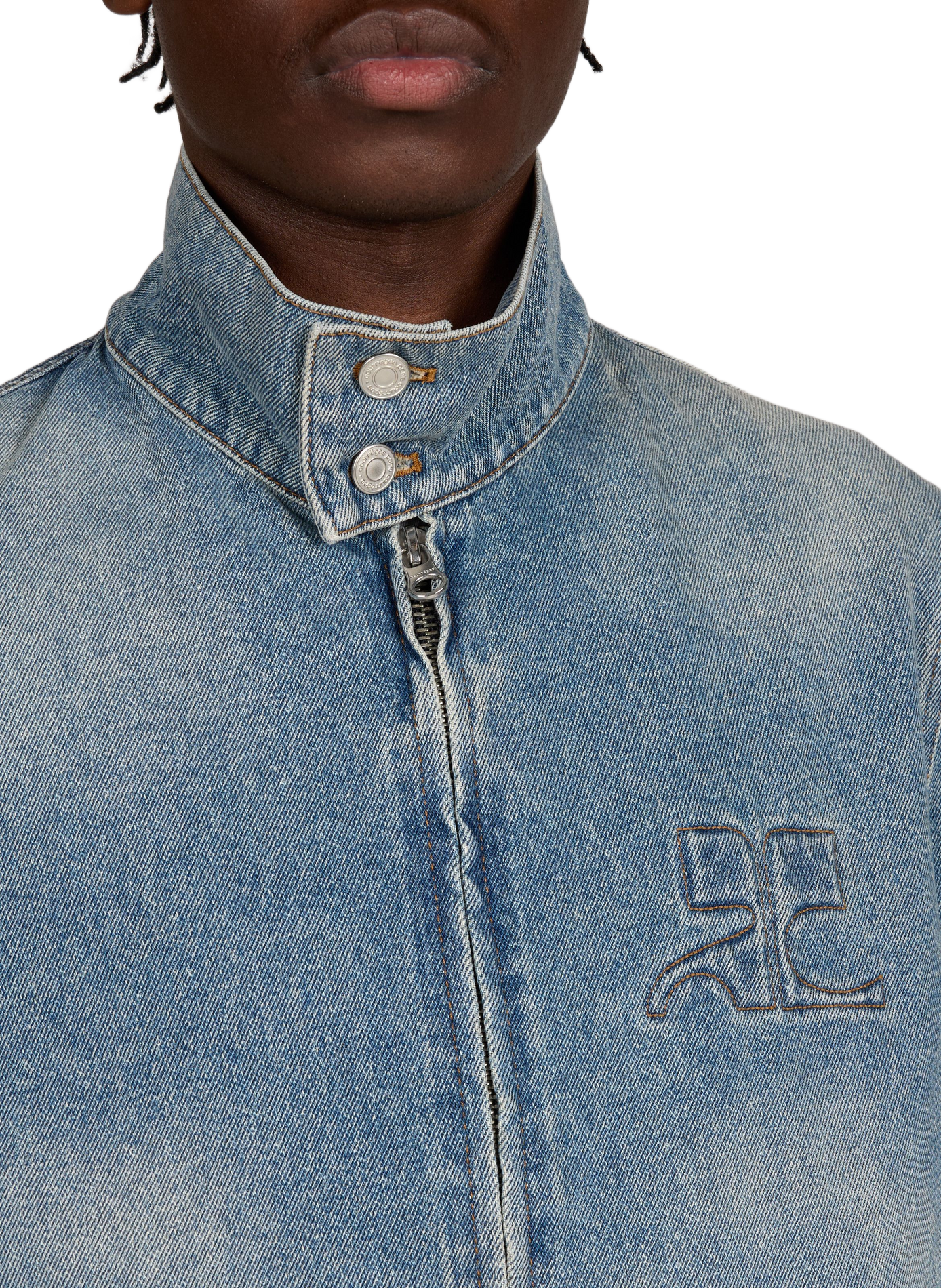 Veste City Shadow à logo en denim de coton COURRÈGES Bleu