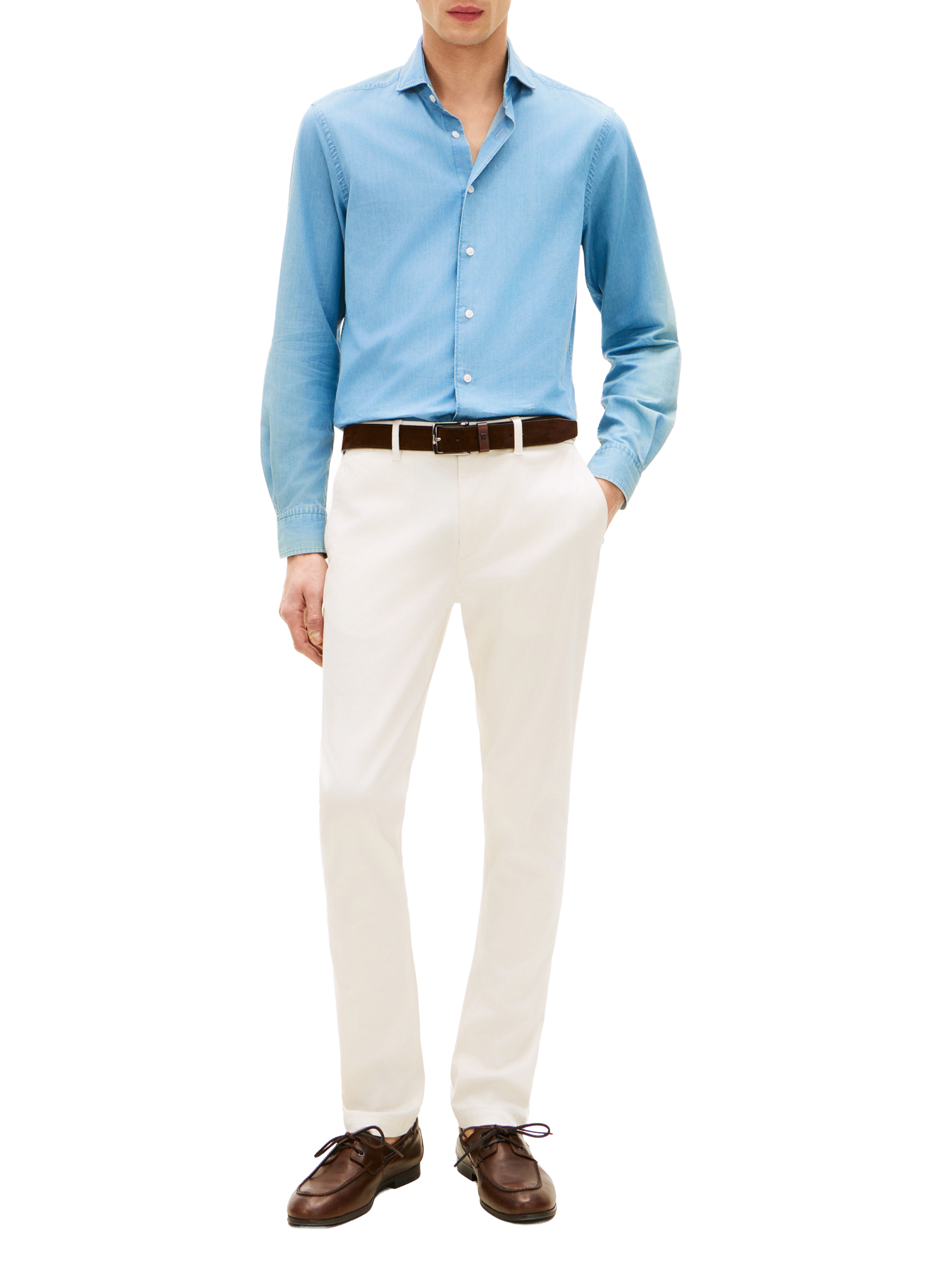 Pantalon coupe slim en coton TOMMY HILFIGER Beige