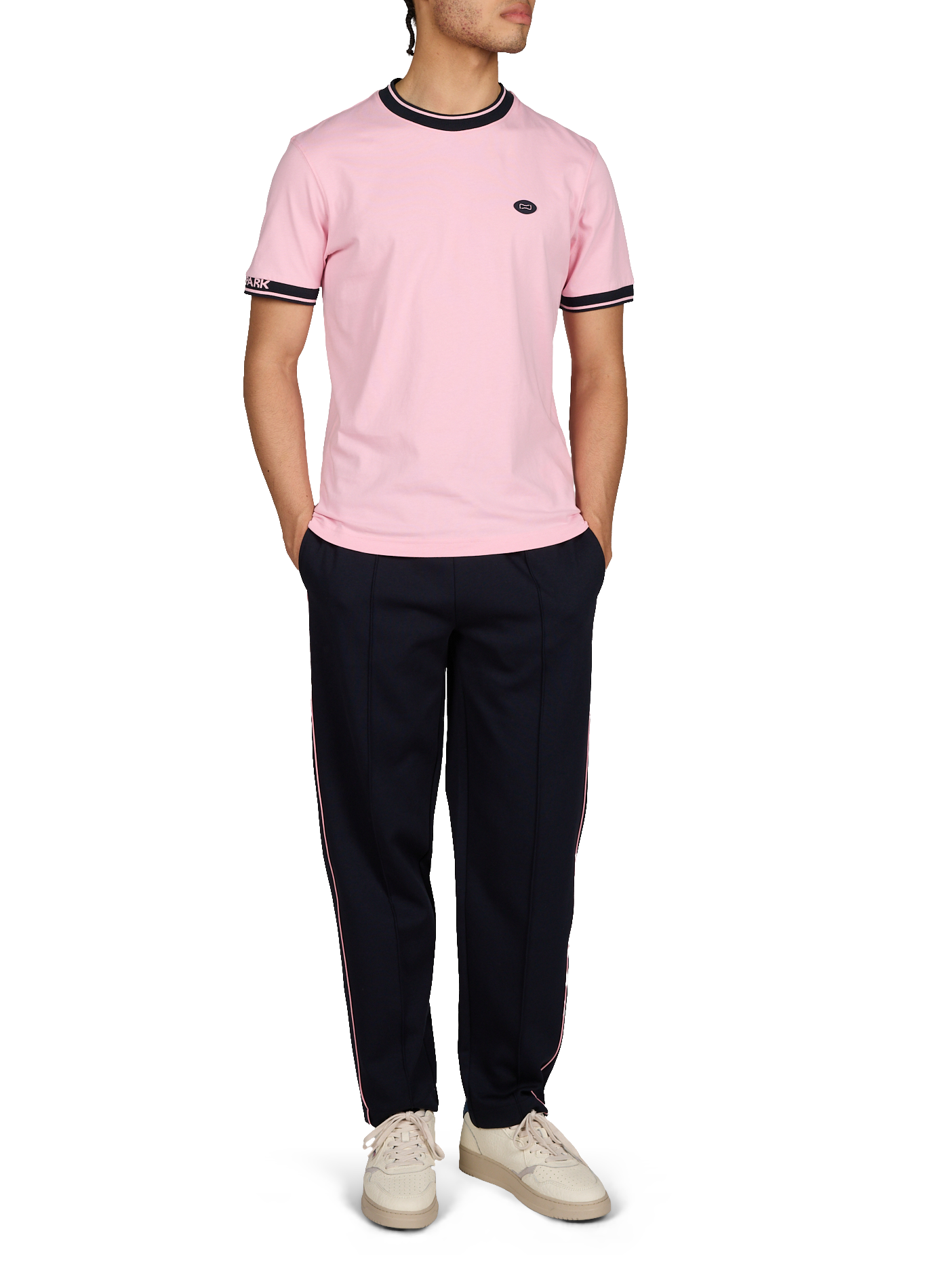 Tee-shirt droit uni à bords contrastés EDEN PARK Rose