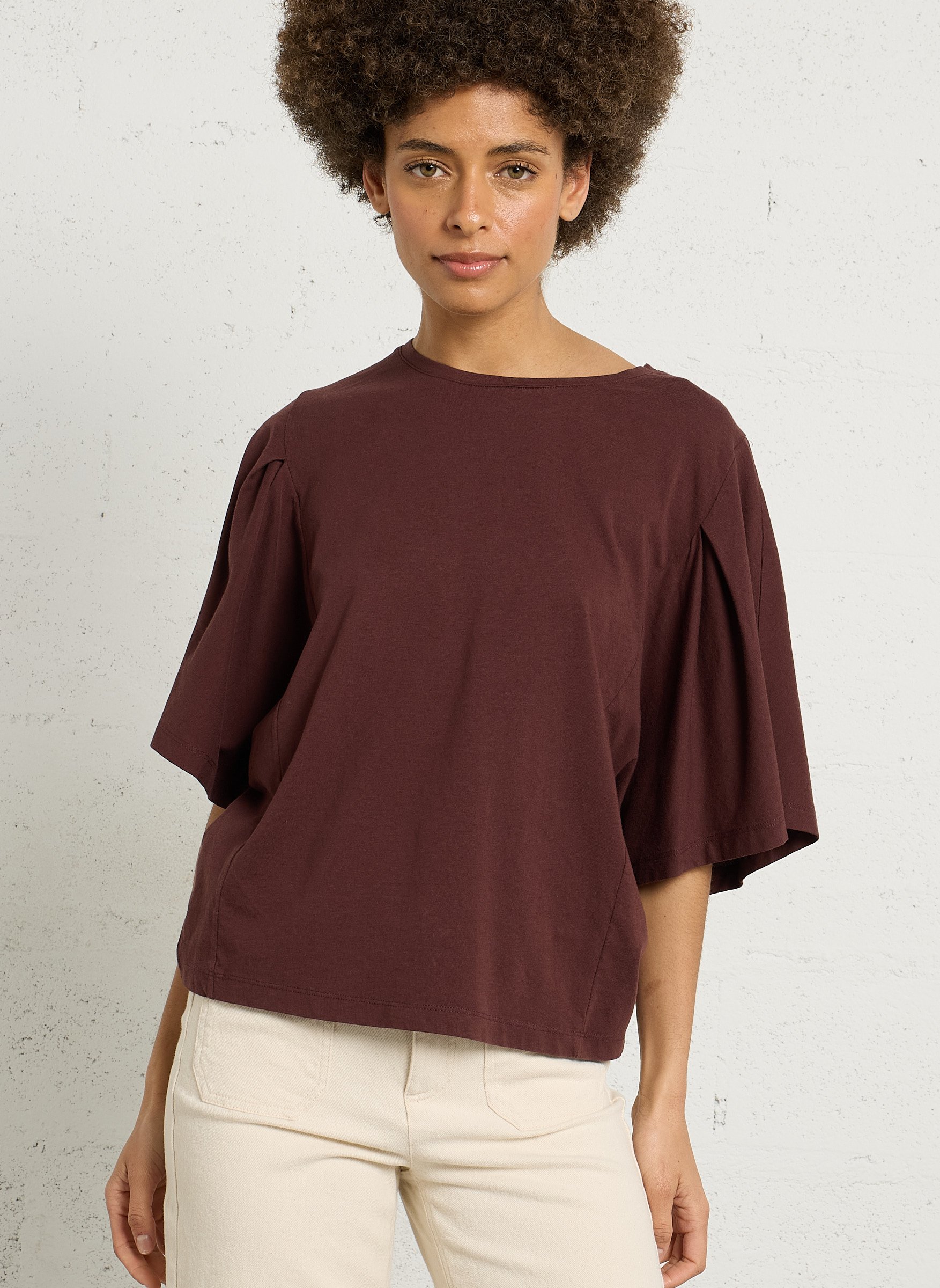 Tee-shirt oversize col rond en coton loreen MAISON 123 Rouge