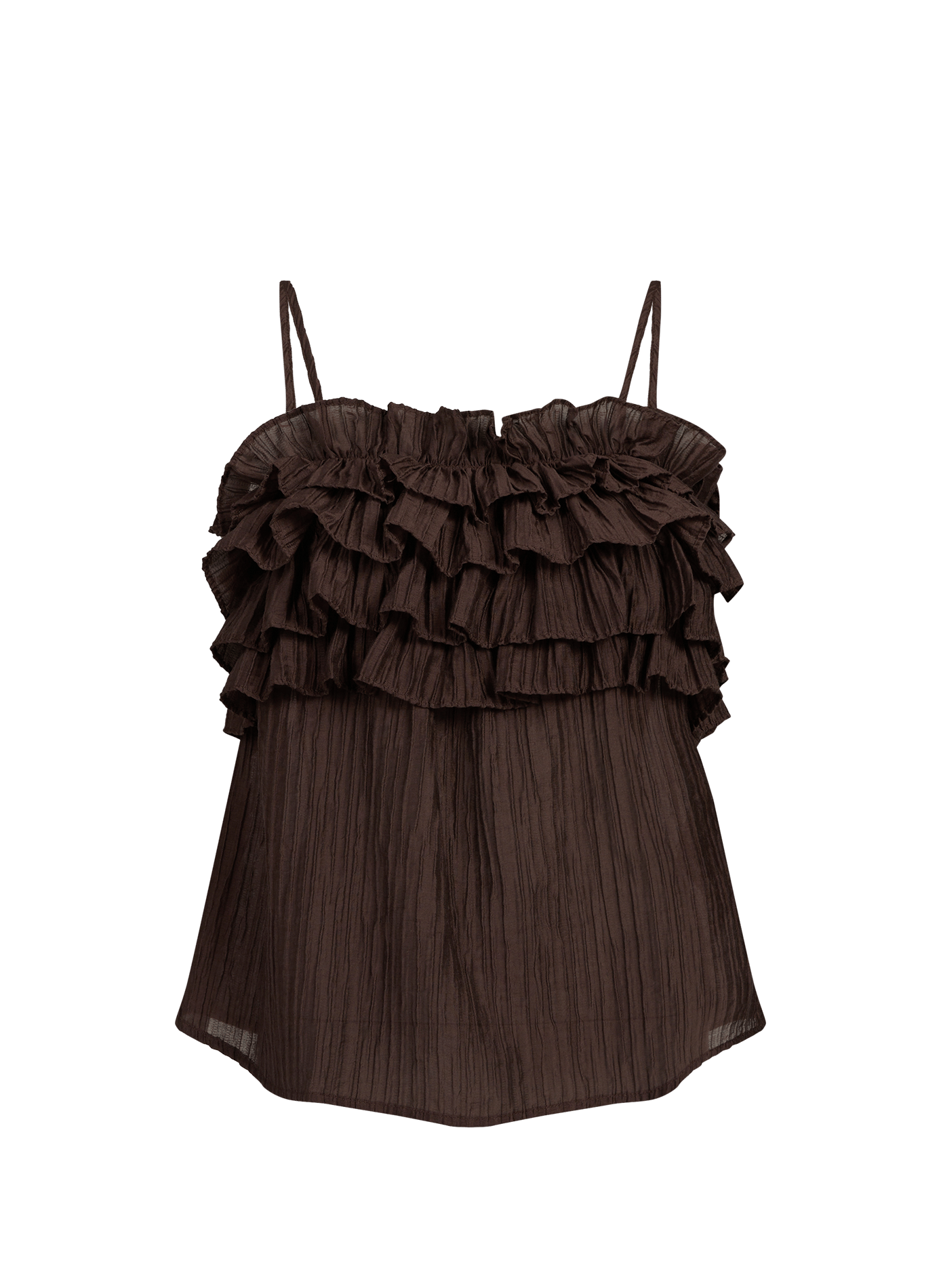 Top plisado sin mangas con cuello con volantes OBJECT Marrón
