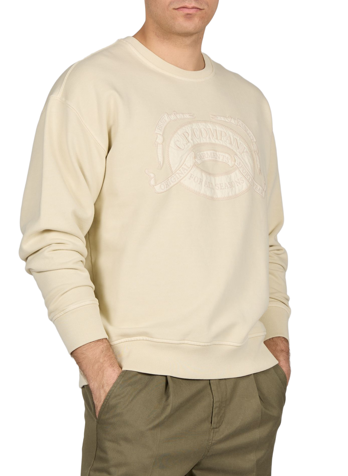 Straight cotton sweatshirt CP COMPANY Beige