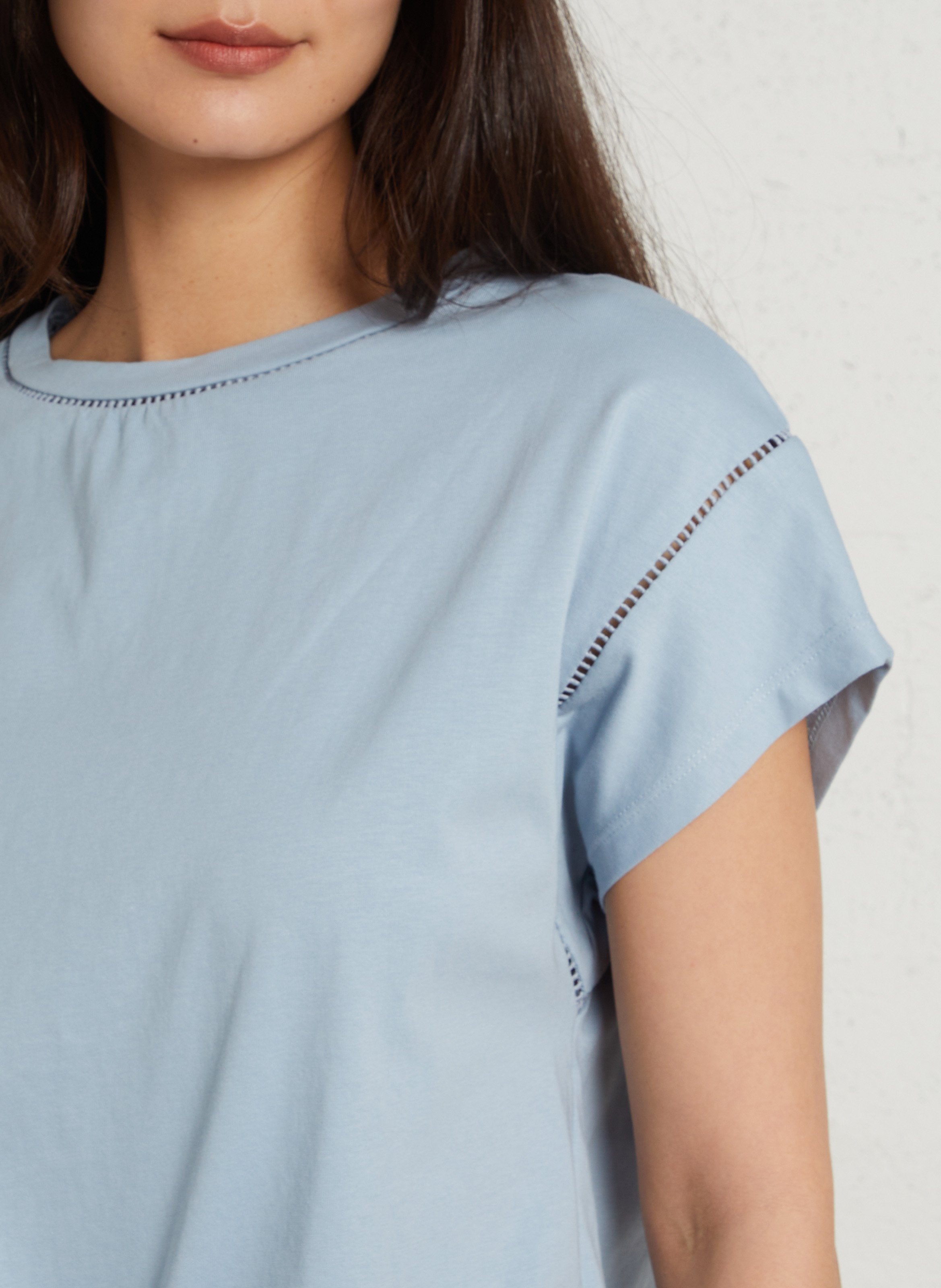 Tee-shirt col rond en coton louise Bleu