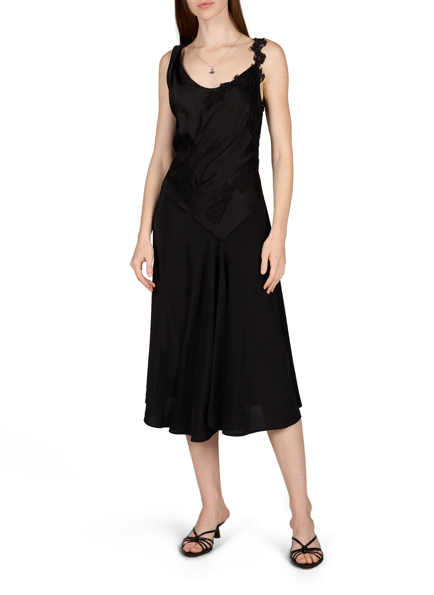 Sleeveless long lace dress VICTORIA BECKHAM Black
