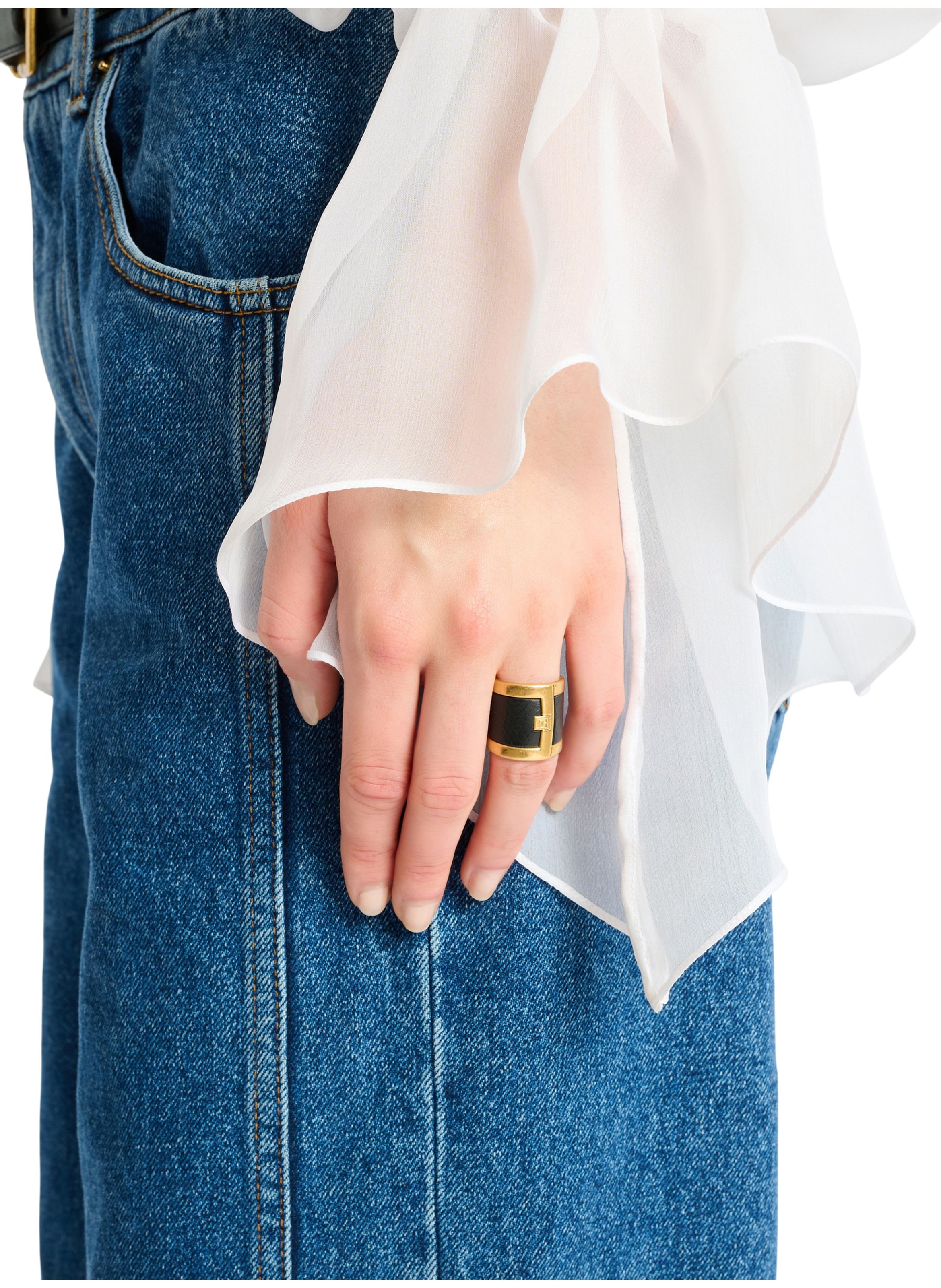 Bague anthem en laiton et résine BALMAIN Noir