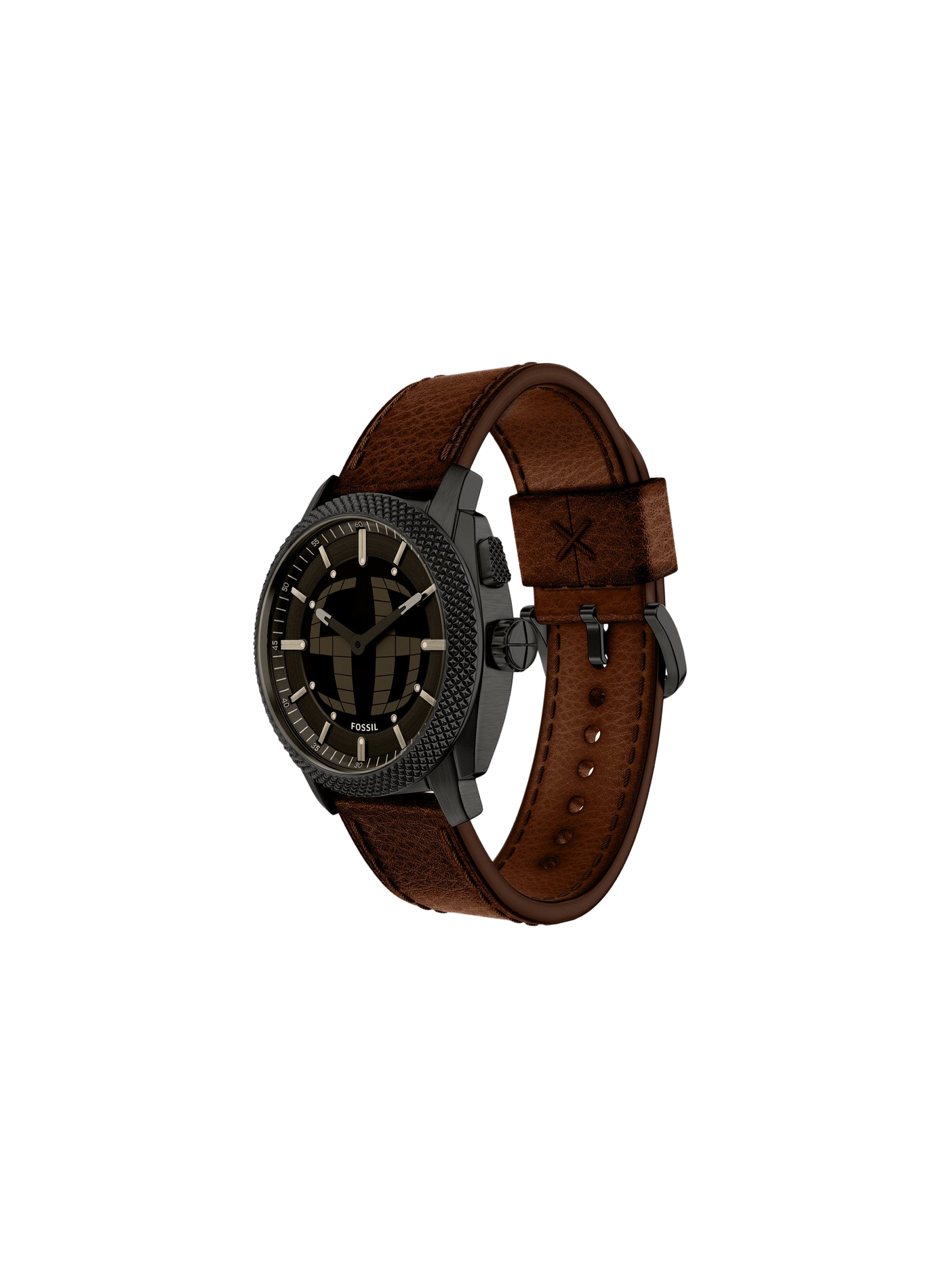 Montre quartz Machine Bic Tic en cuir FOSSIL Noir
