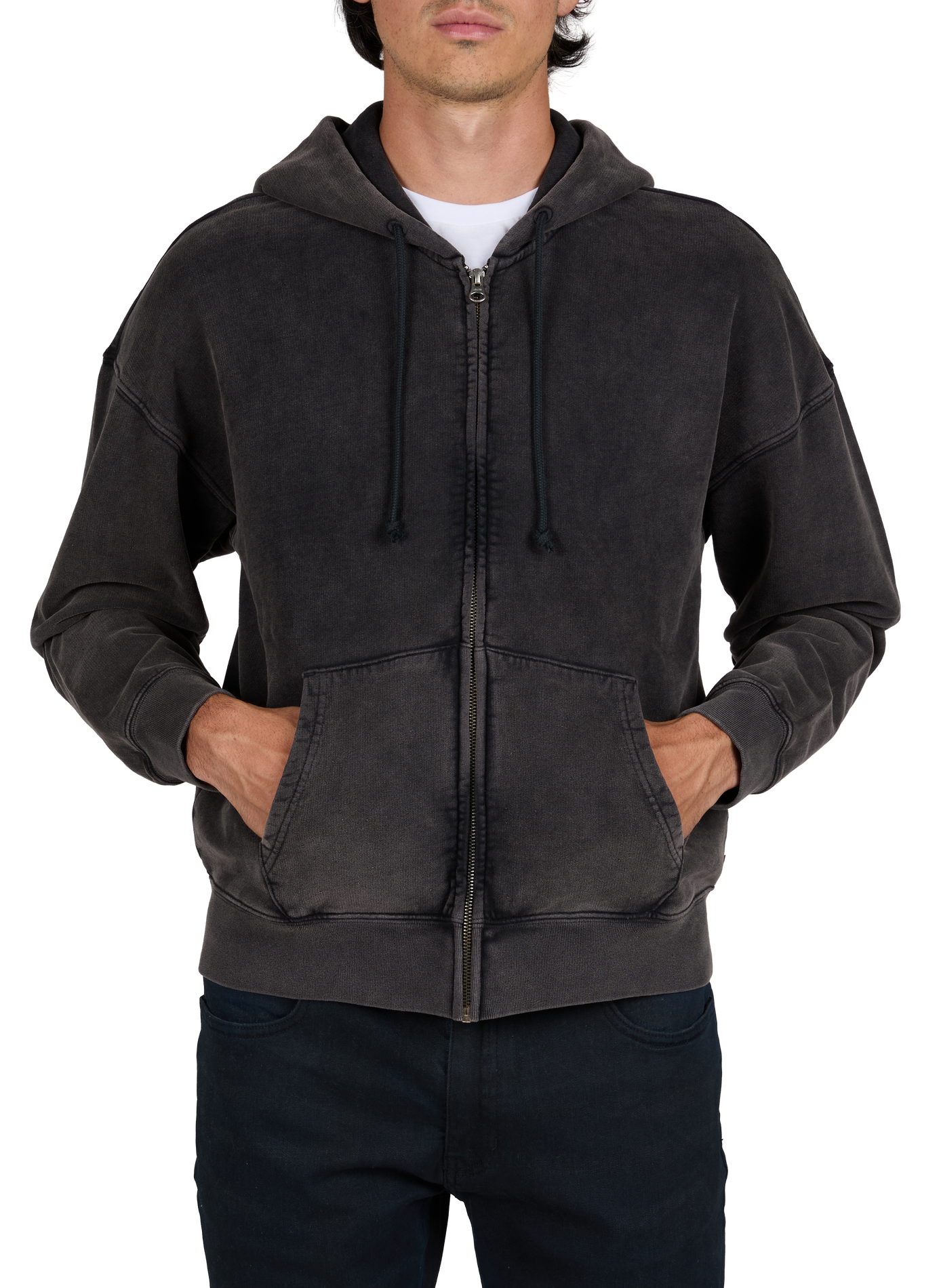 Gewaschener Sweatshirt mit Reißverschluss und Kapuze LEVI'S Schwarz