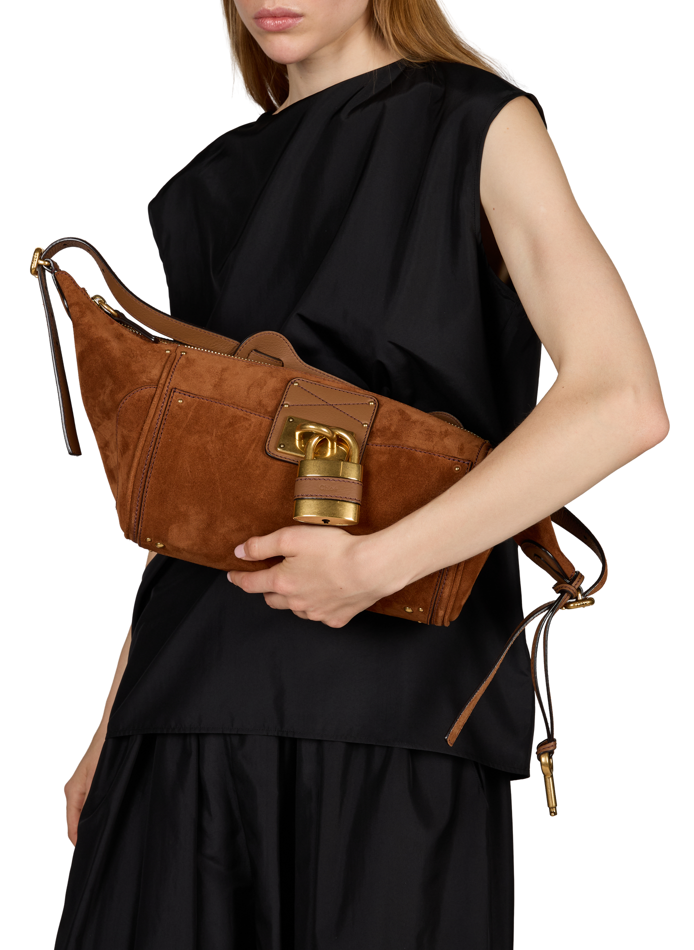 Bolso de mano Paddington de cuero de gamuza CHLOÉ Marrón