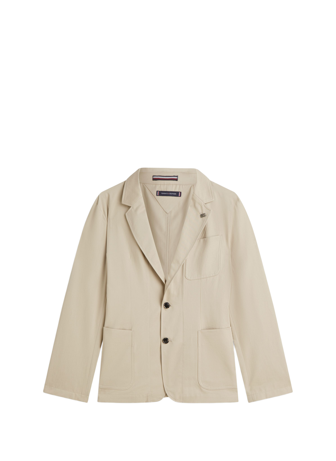 Gerader Blazer mit Reverskragen aus Baumwolle TOMMY HILFIGER Beige