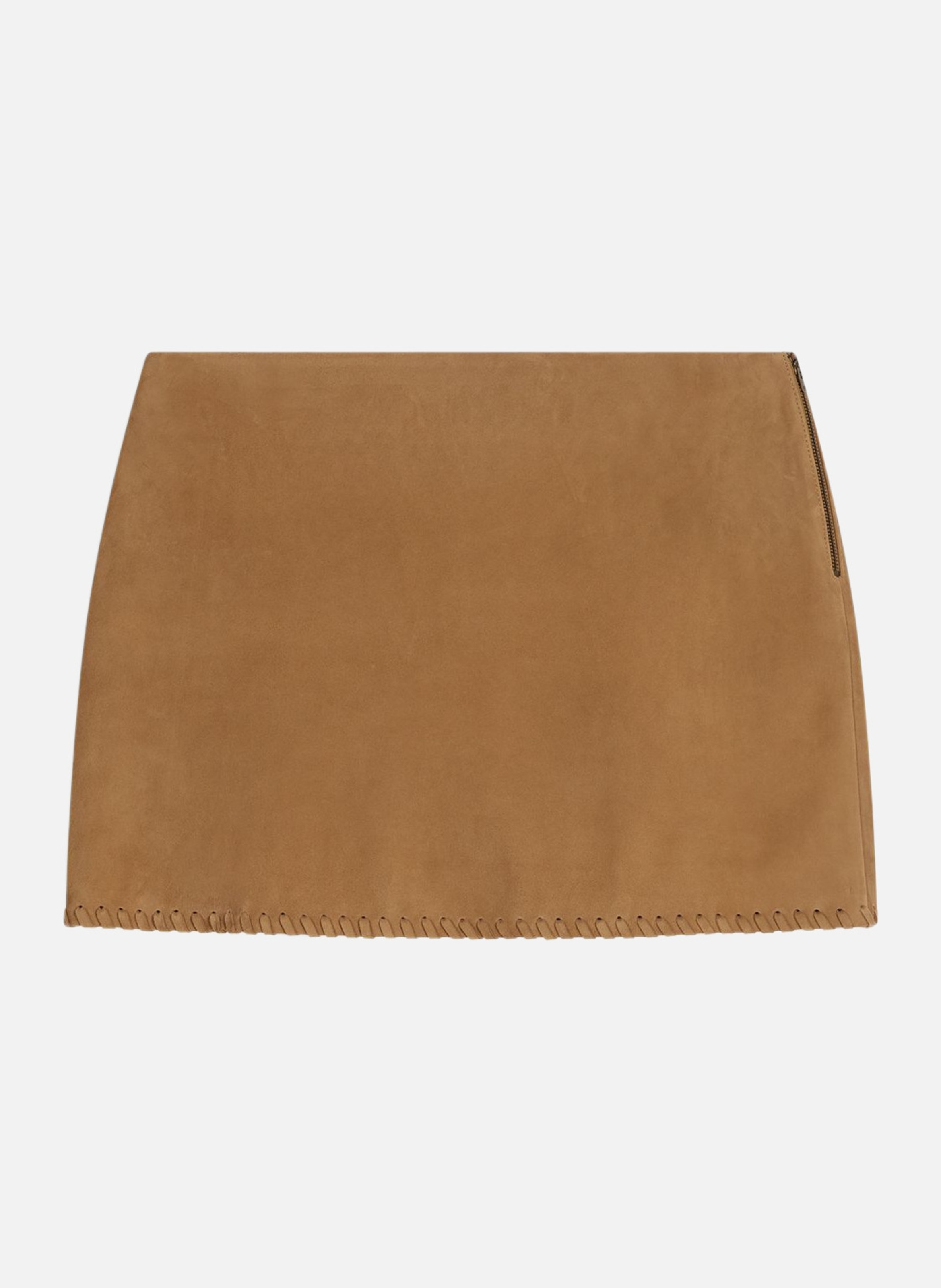 Jupe courte en daim tolmia VANESSA BRUNO Marron