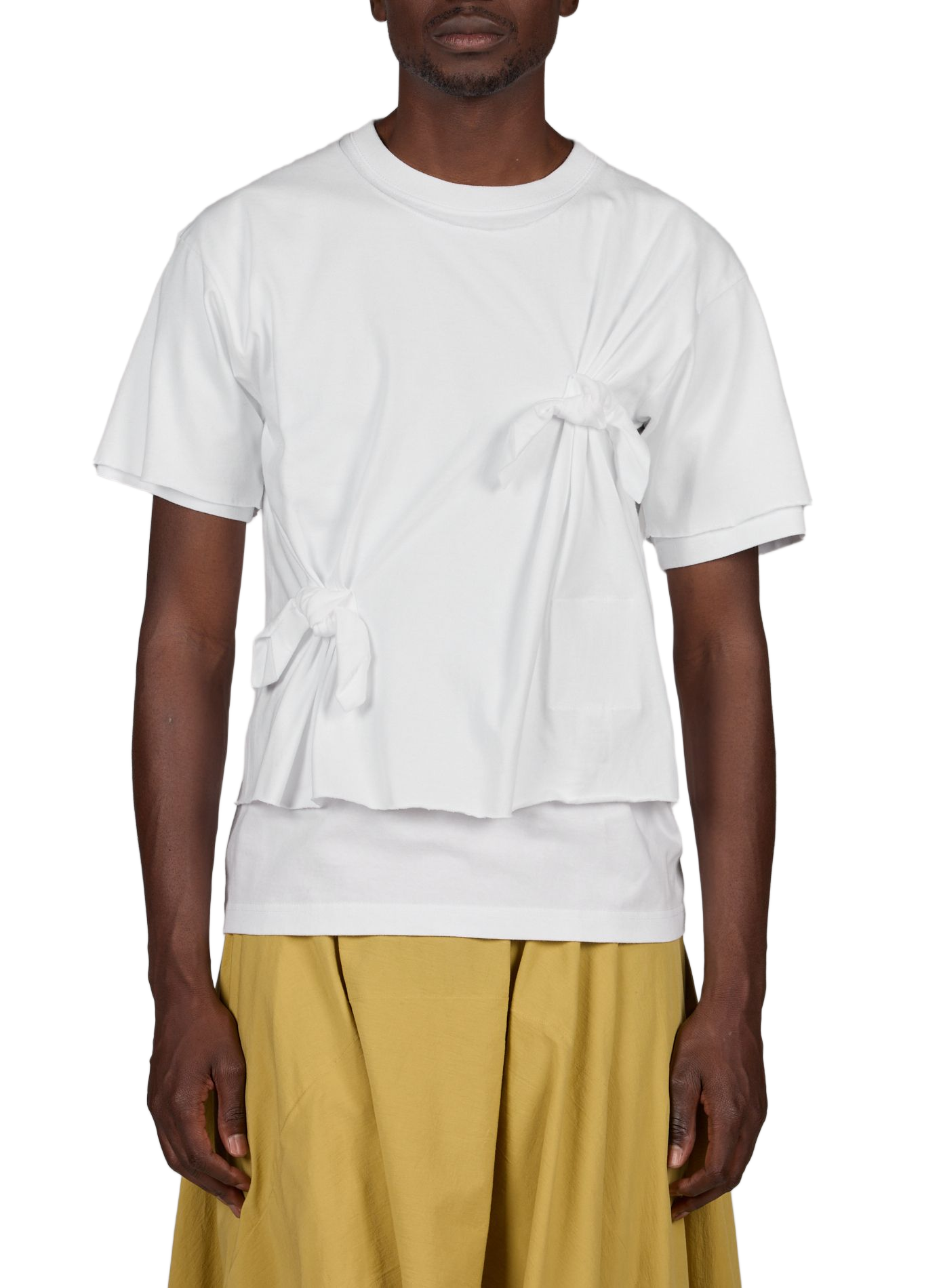 Einfarbiges Baumwoll-T-Shirt mit Schleifen WANSIE Weiss