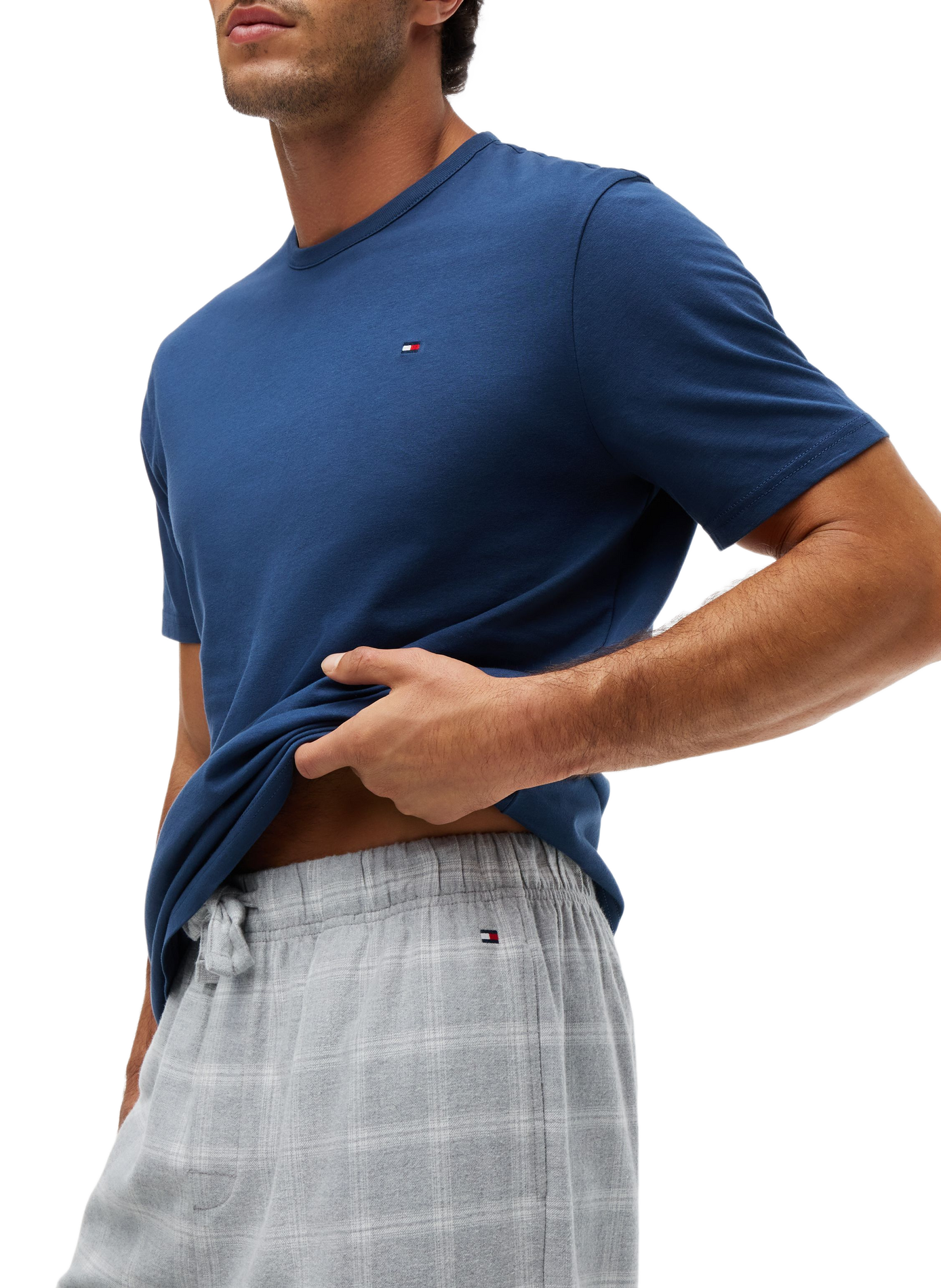 Pantalon de pyjama à carreaux en coton TOMMY HILFIGER Gris