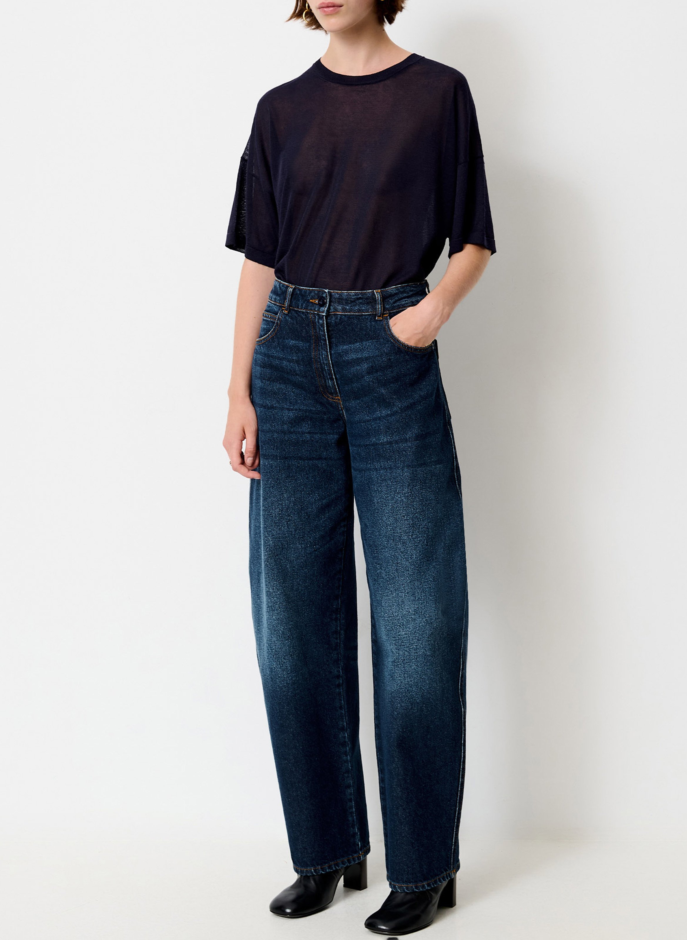 Pull court manches courtes uni ronn SESSUN Bleu