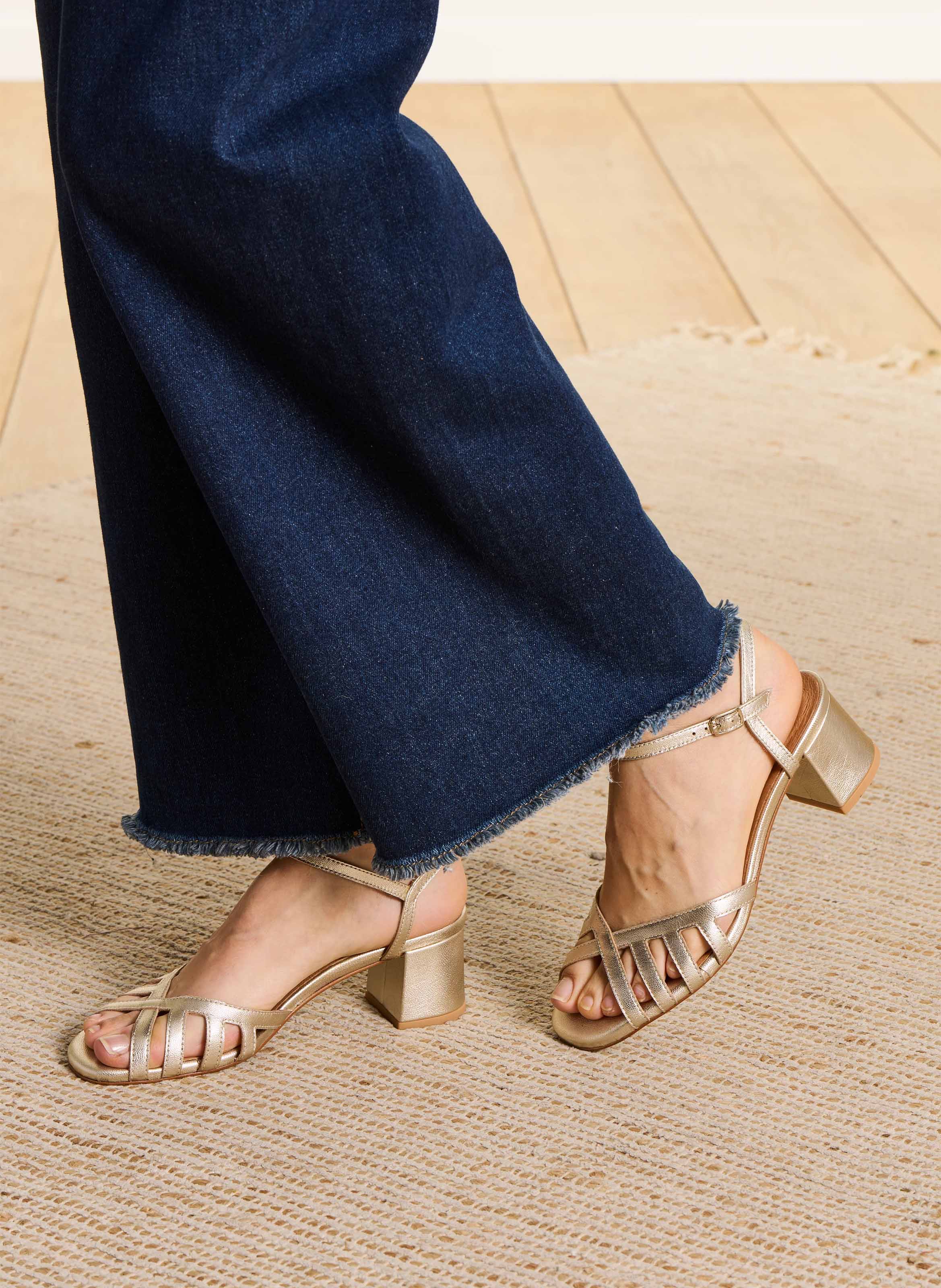 Leren sandalen met hak LA FEE MARABOUTEE Geel