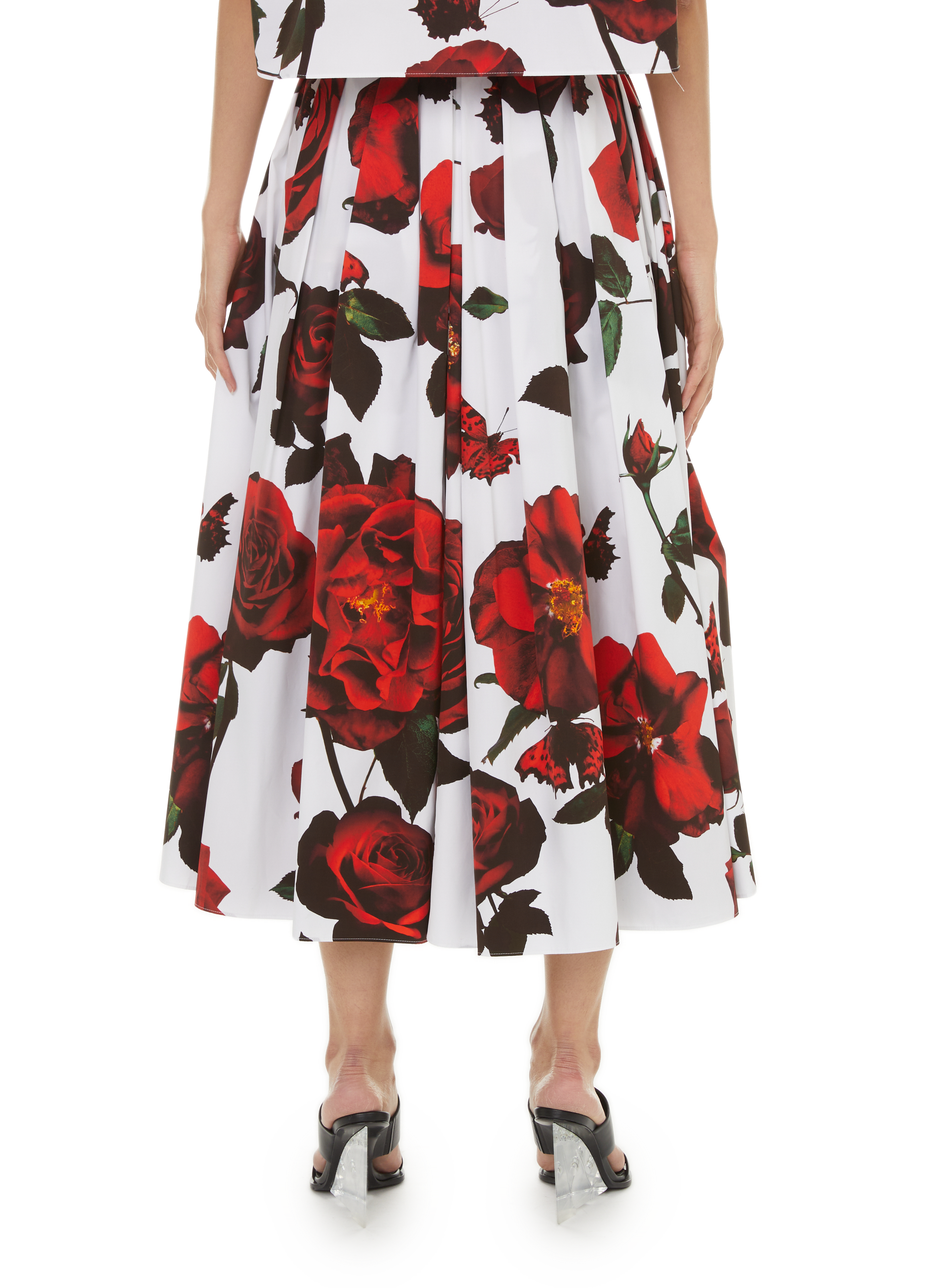 Pleated floral-print midi skirt ALEXANDER MCQUEEN Multicolour