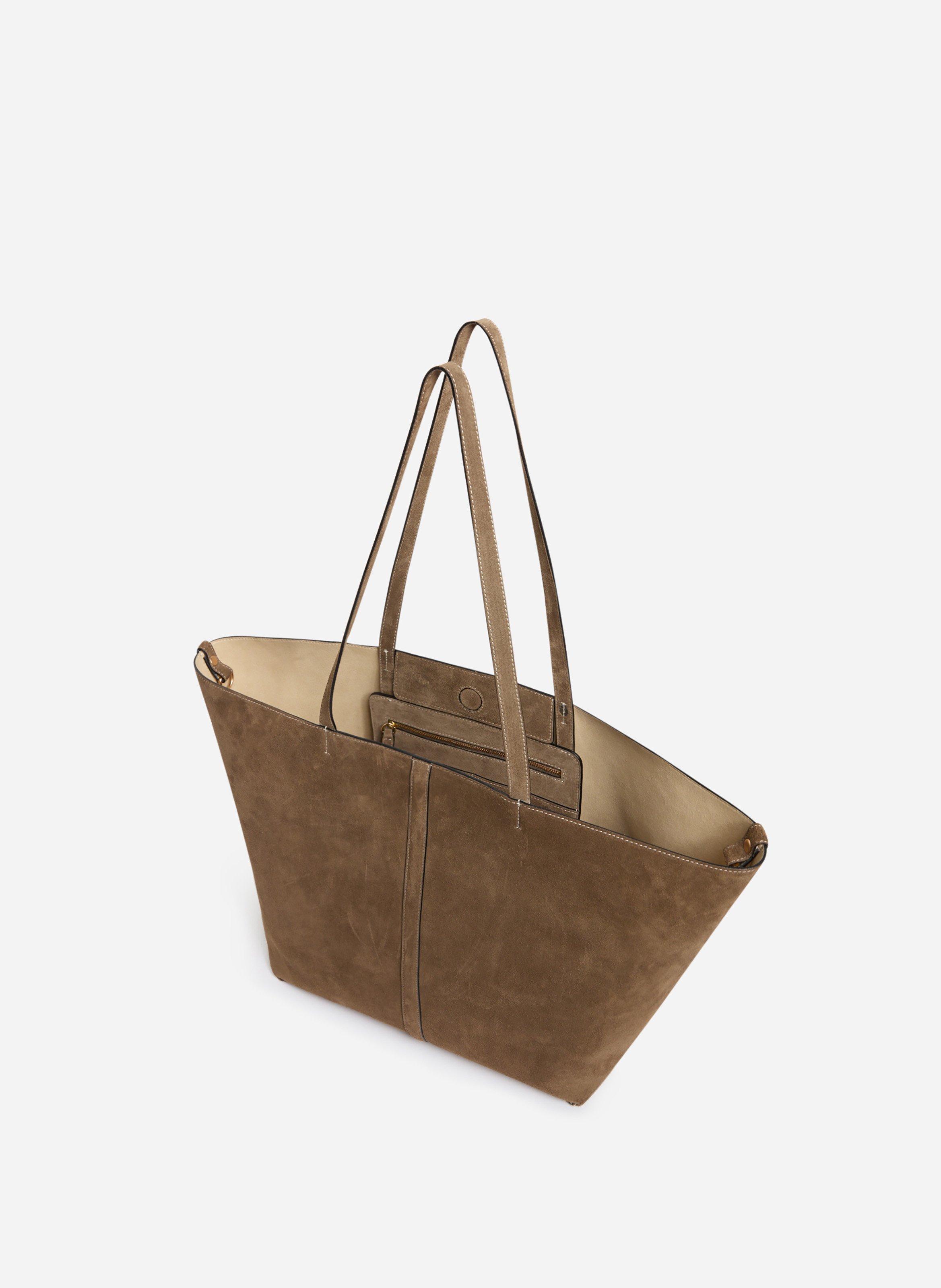 Grand cabas daily en cuir velours VANESSA BRUNO Beige