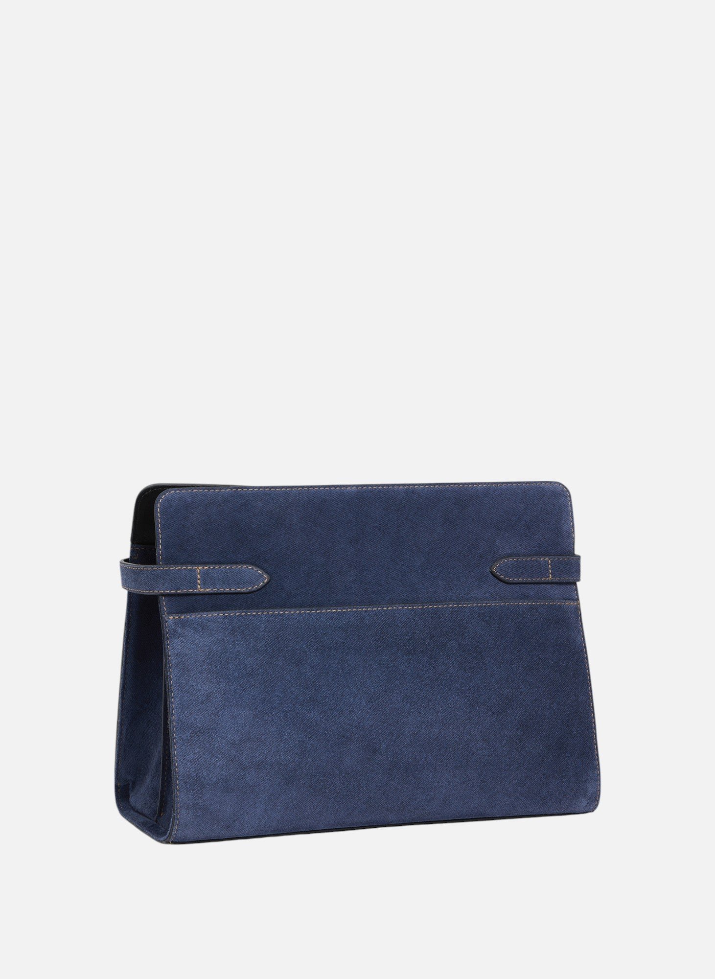 Sac porté épaule grand modèle emie en cuir suède effet denim LE TANNEUR Noir