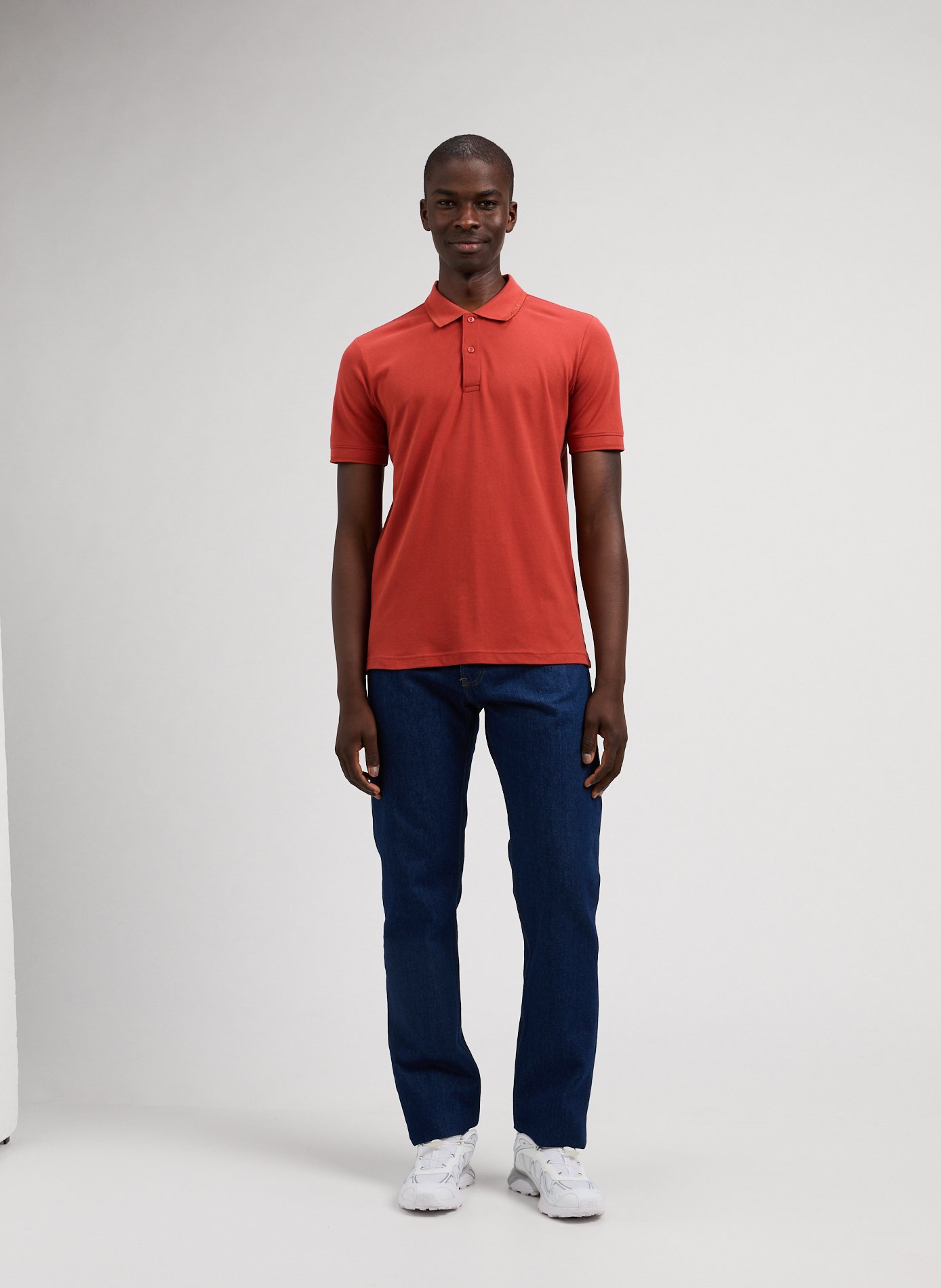 Polo droit en coton mélangé CALVIN KLEIN Rouge