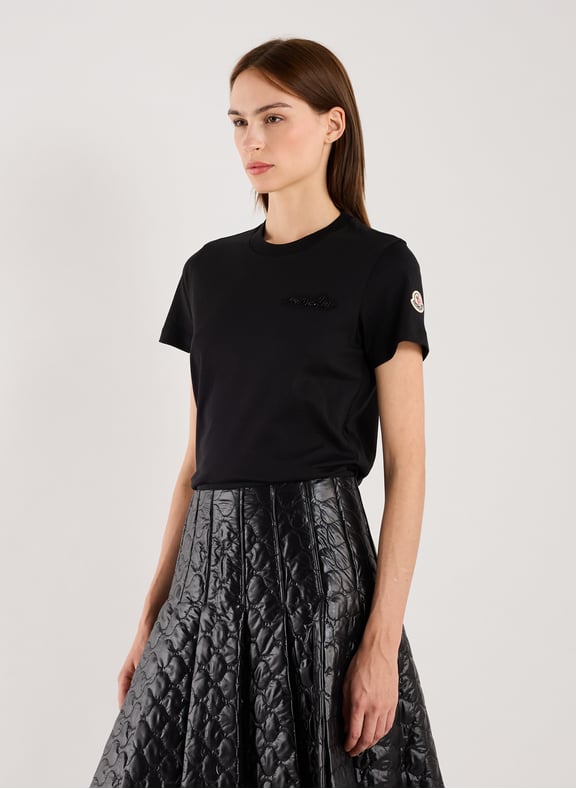Classic Cotton T-Shirt Black by MONCLER MONCLER Classic Cotton T-Shirt Black