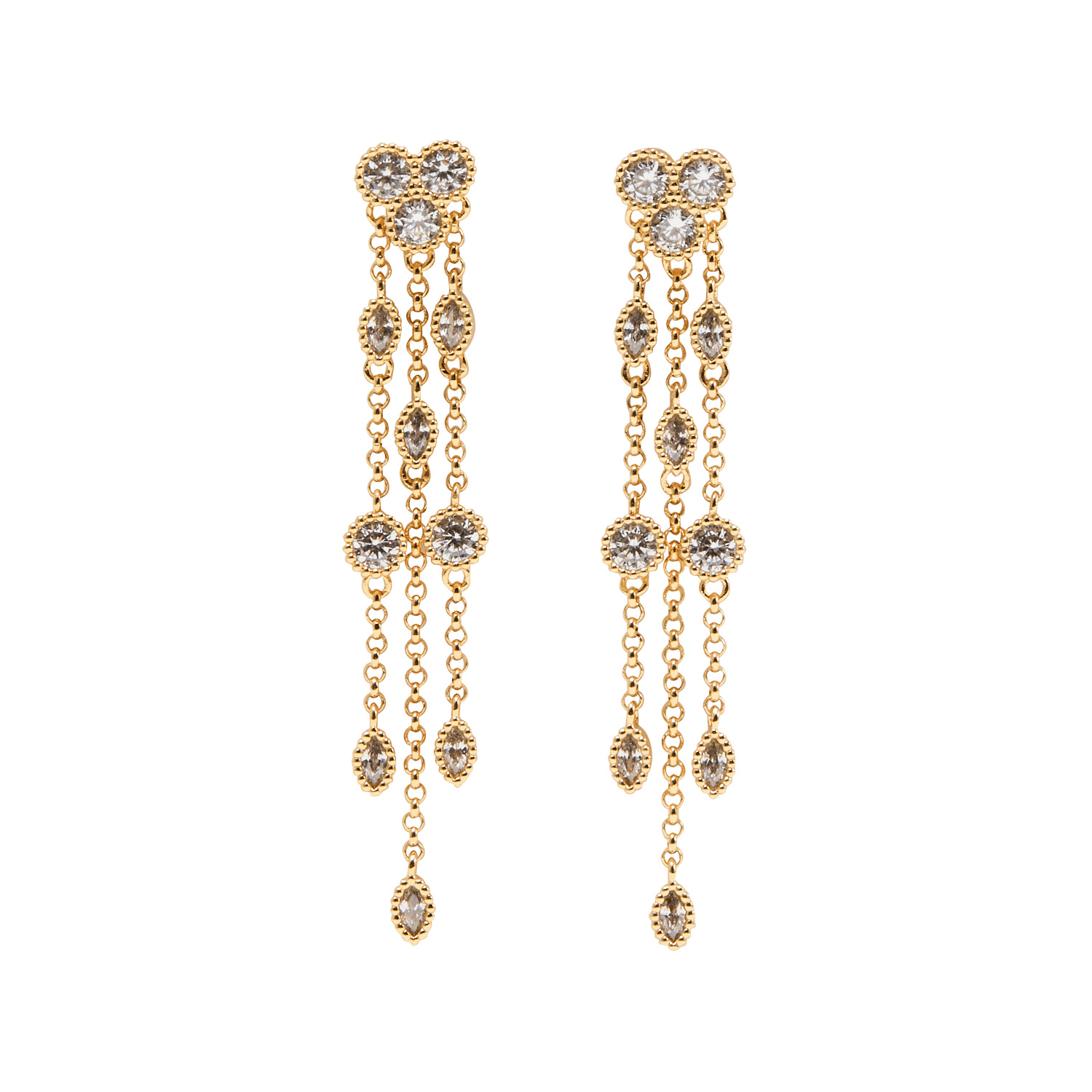 Boucles d'oreilles pendantes à strass en laiton MAJE Doré