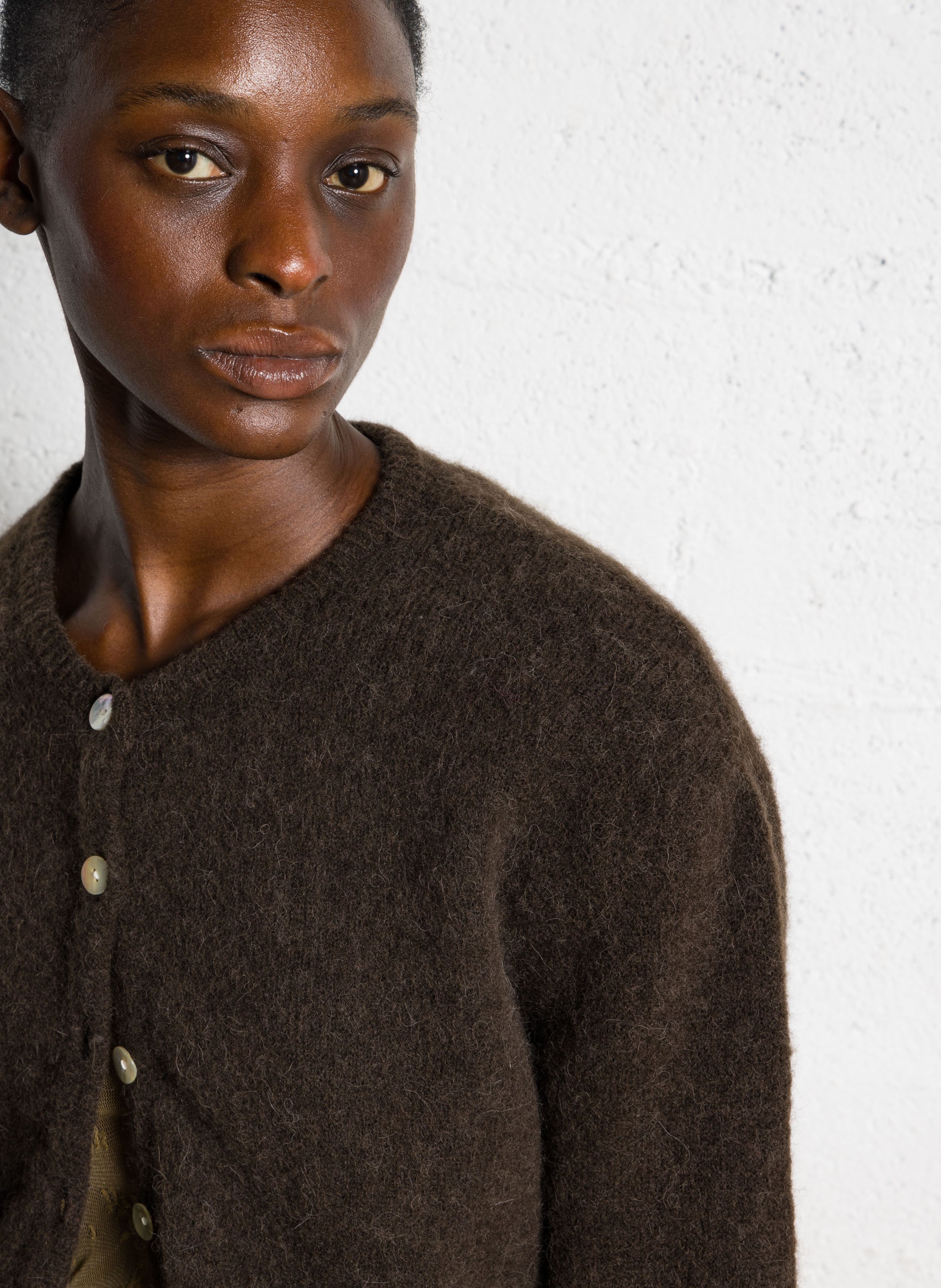 Gilet ample col rond en laine mélangée vitow AMERICAN VINTAGE Marron