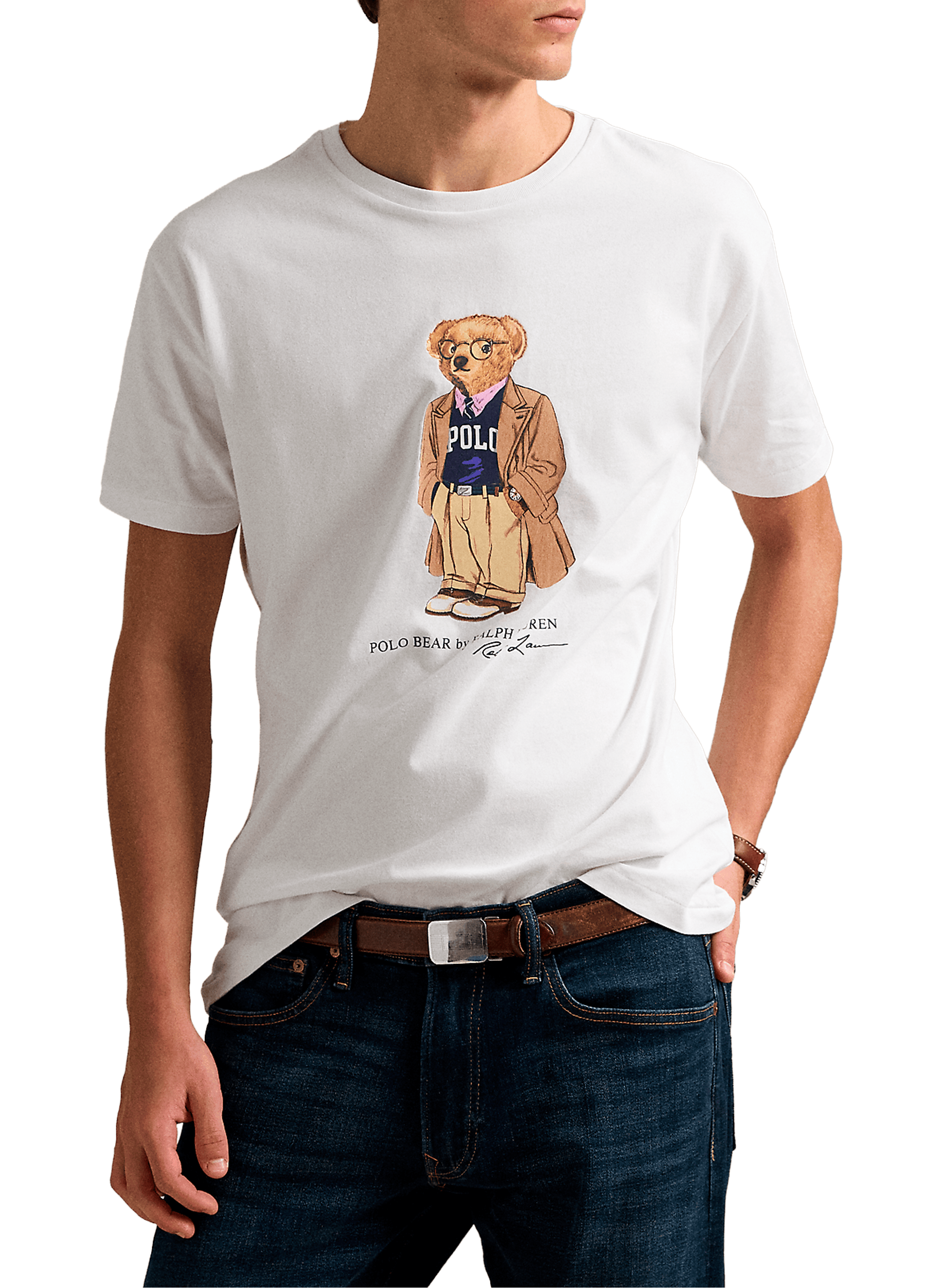 POLO RALPH LAUREN Straight printed cotton T-shirt White