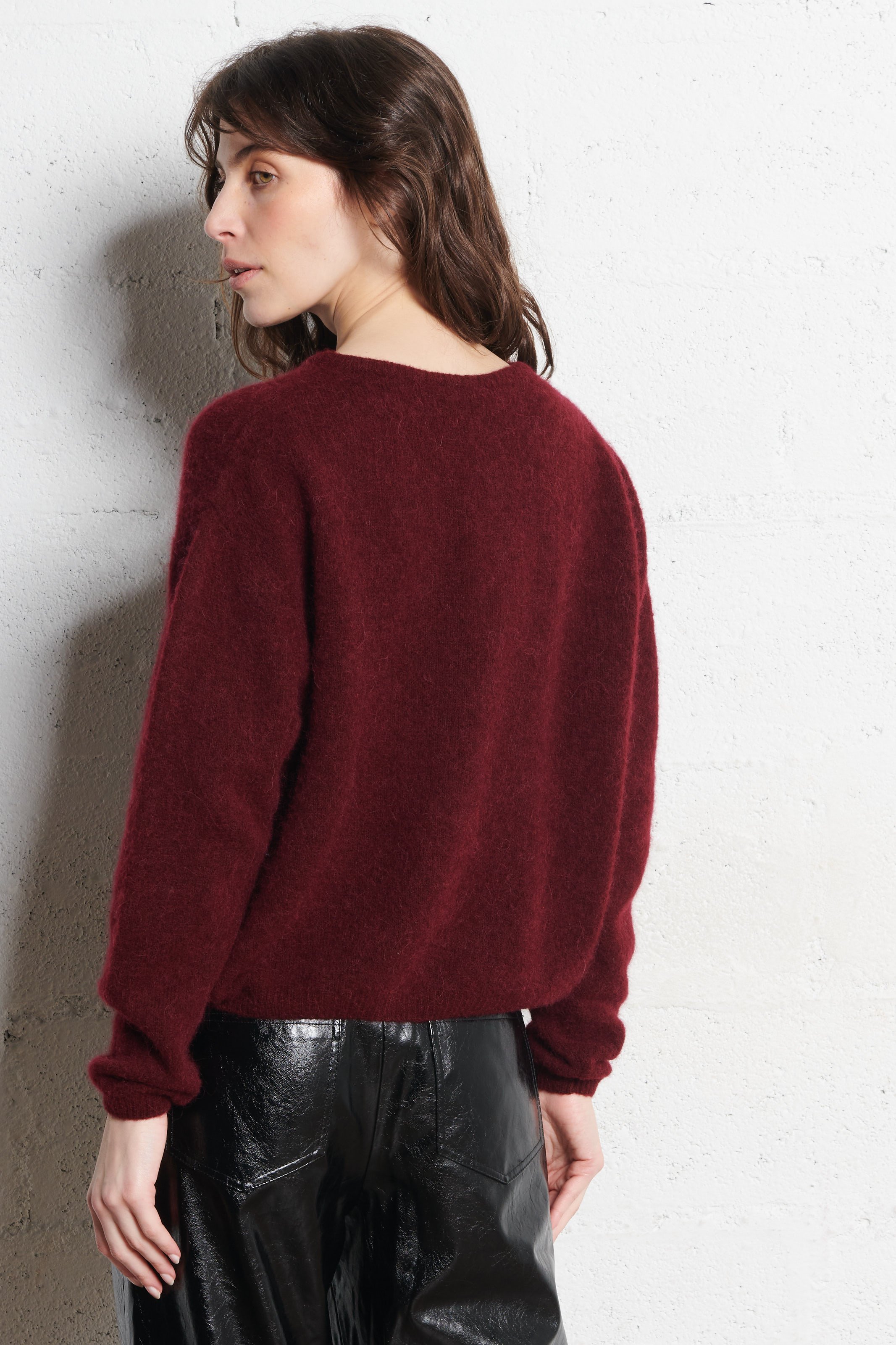 Gilet ample col rond en laine mélangée vitow AMERICAN VINTAGE Rouge