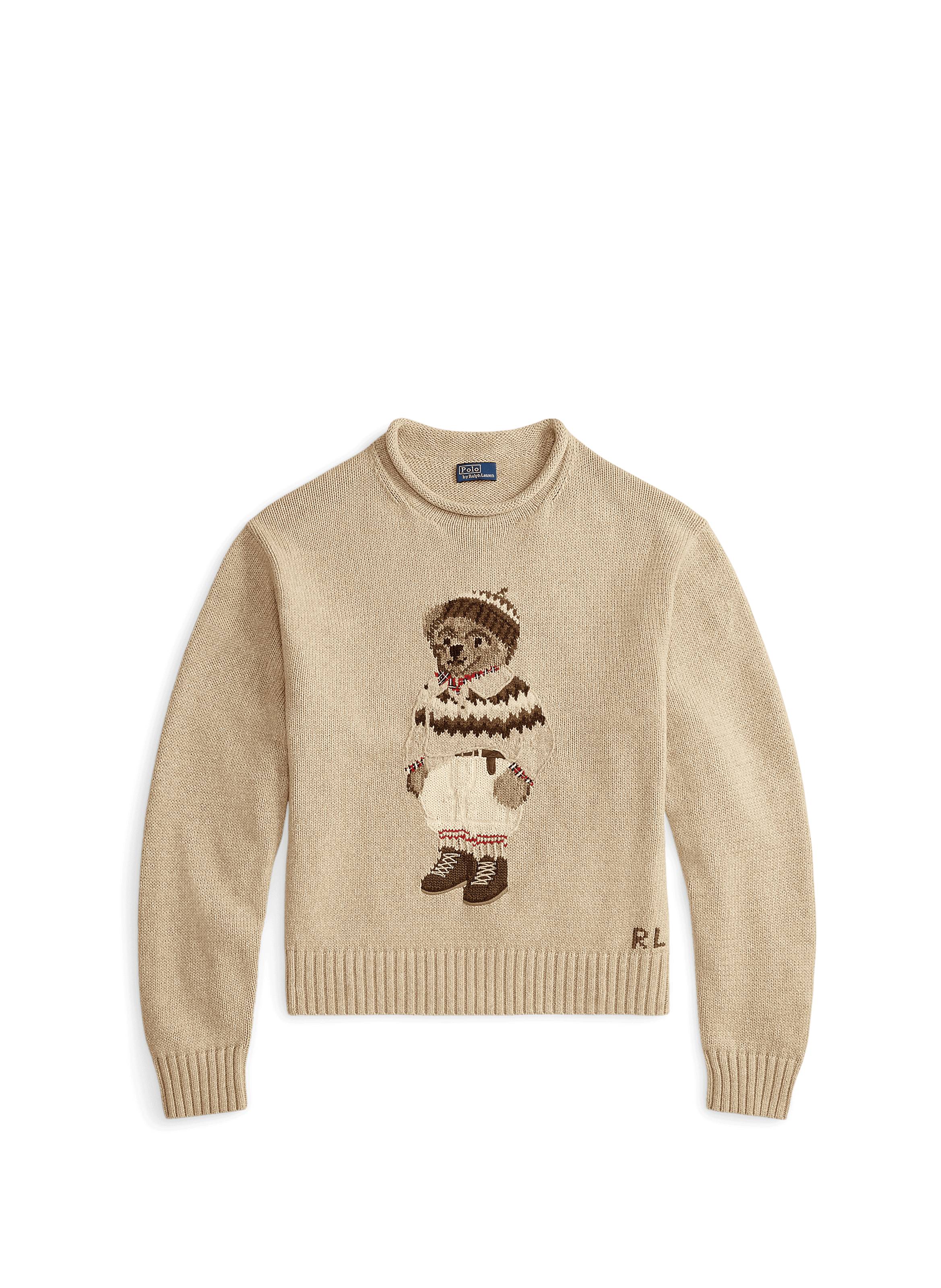 Pull imprimé Bear en coton POLO RALPH LAUREN Beige