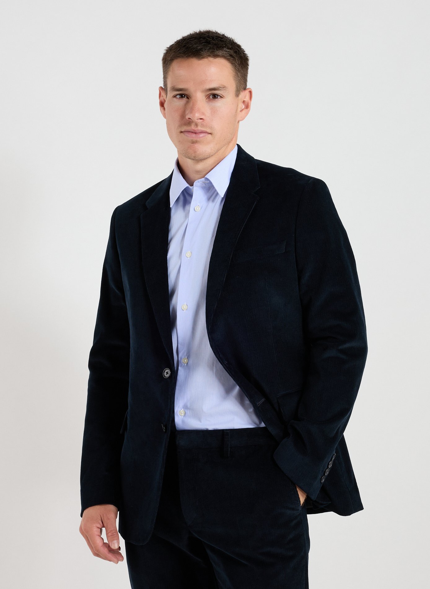 AU PRINTEMPS PARIS Corduroy wool blend suit Blue