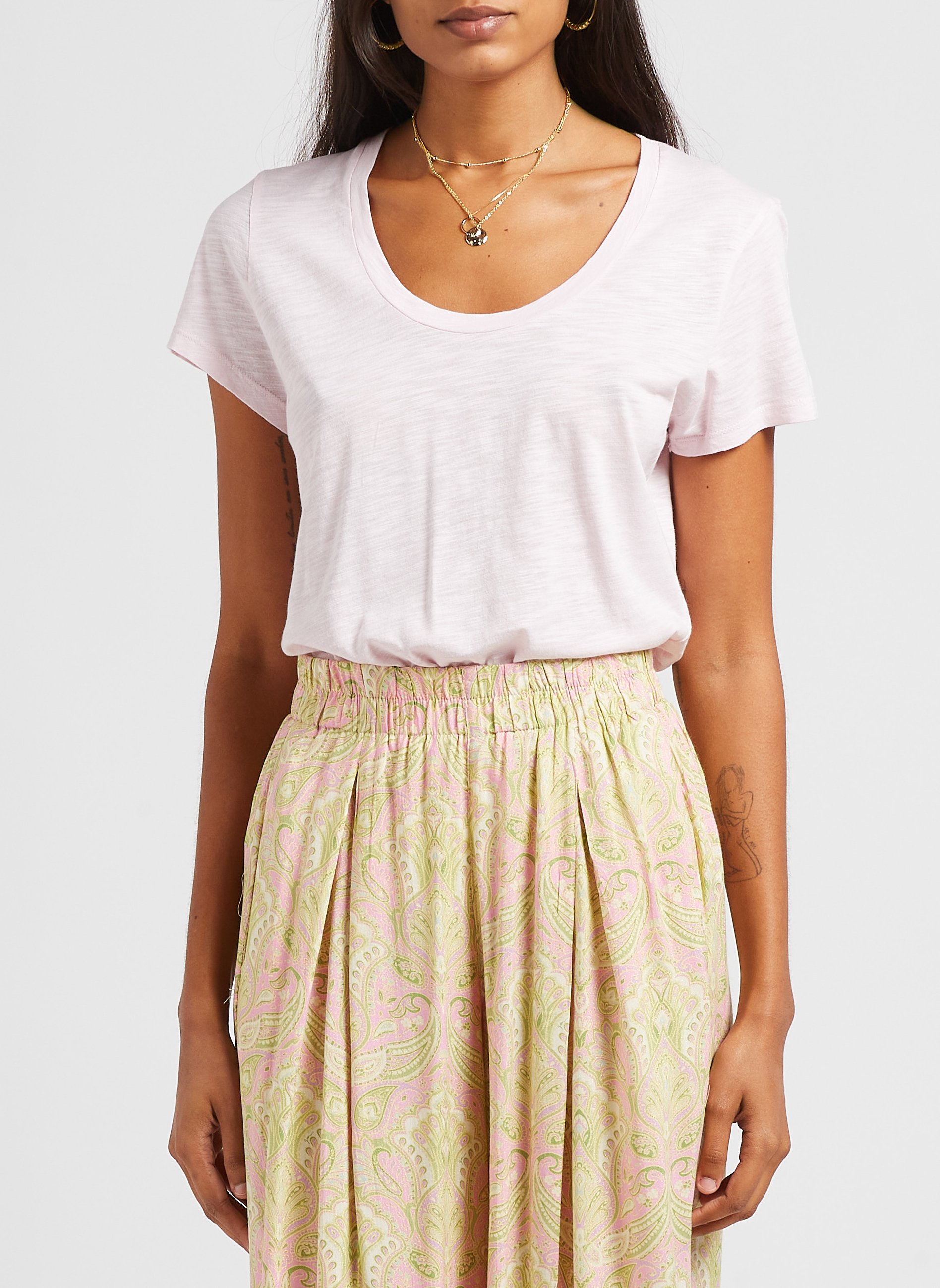 Tee-shirt col rond en coton mélangé jacksonville AMERICAN VINTAGE Rose