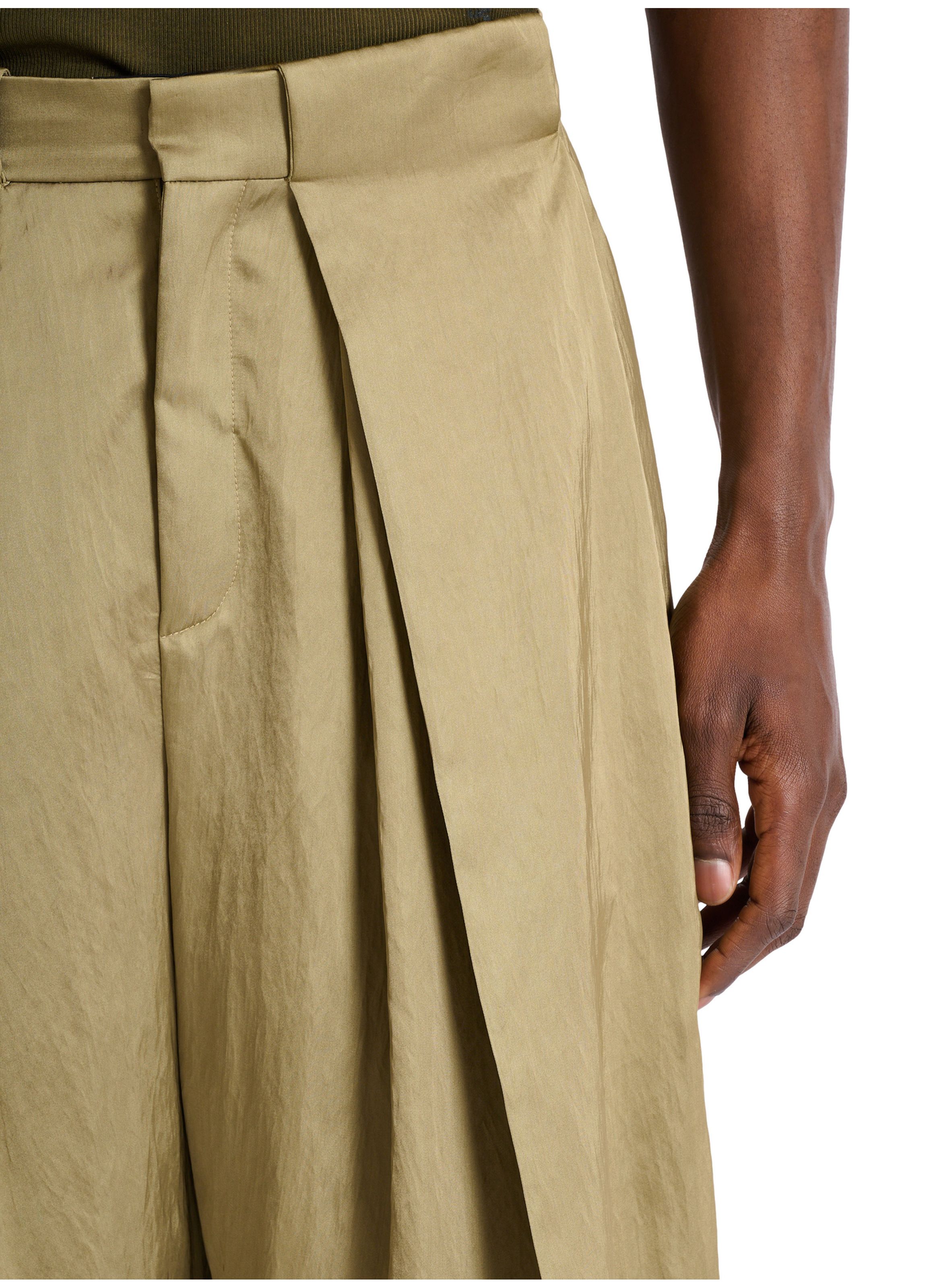 Pantalon à larges plis plats satiné BALMAIN Vert