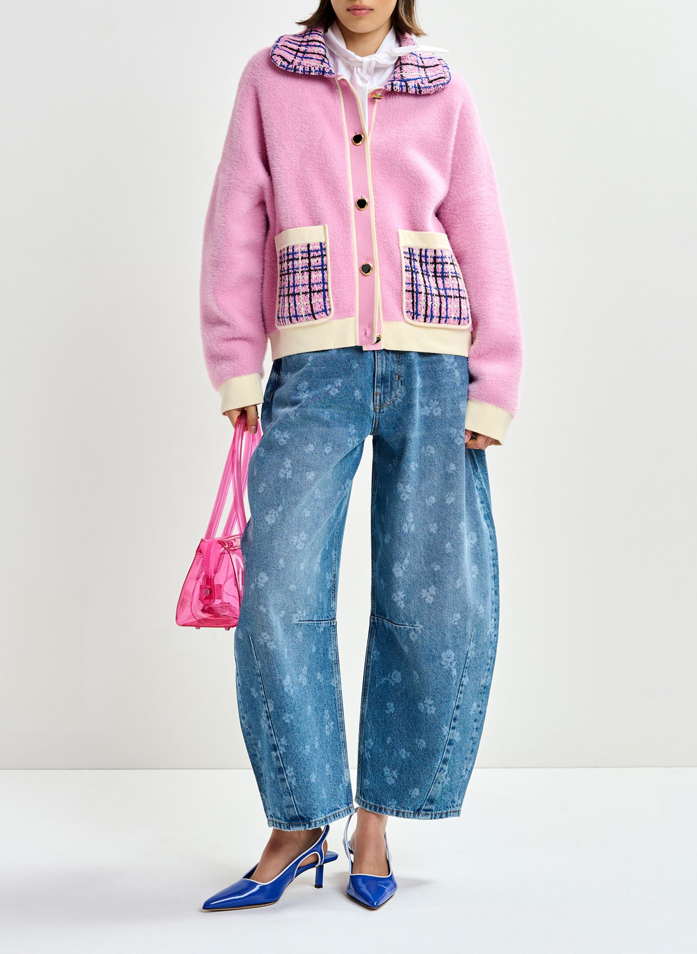 Veste oversize boutonnée à détail tweed Joilu ESSENTIEL ANTWERP Rose