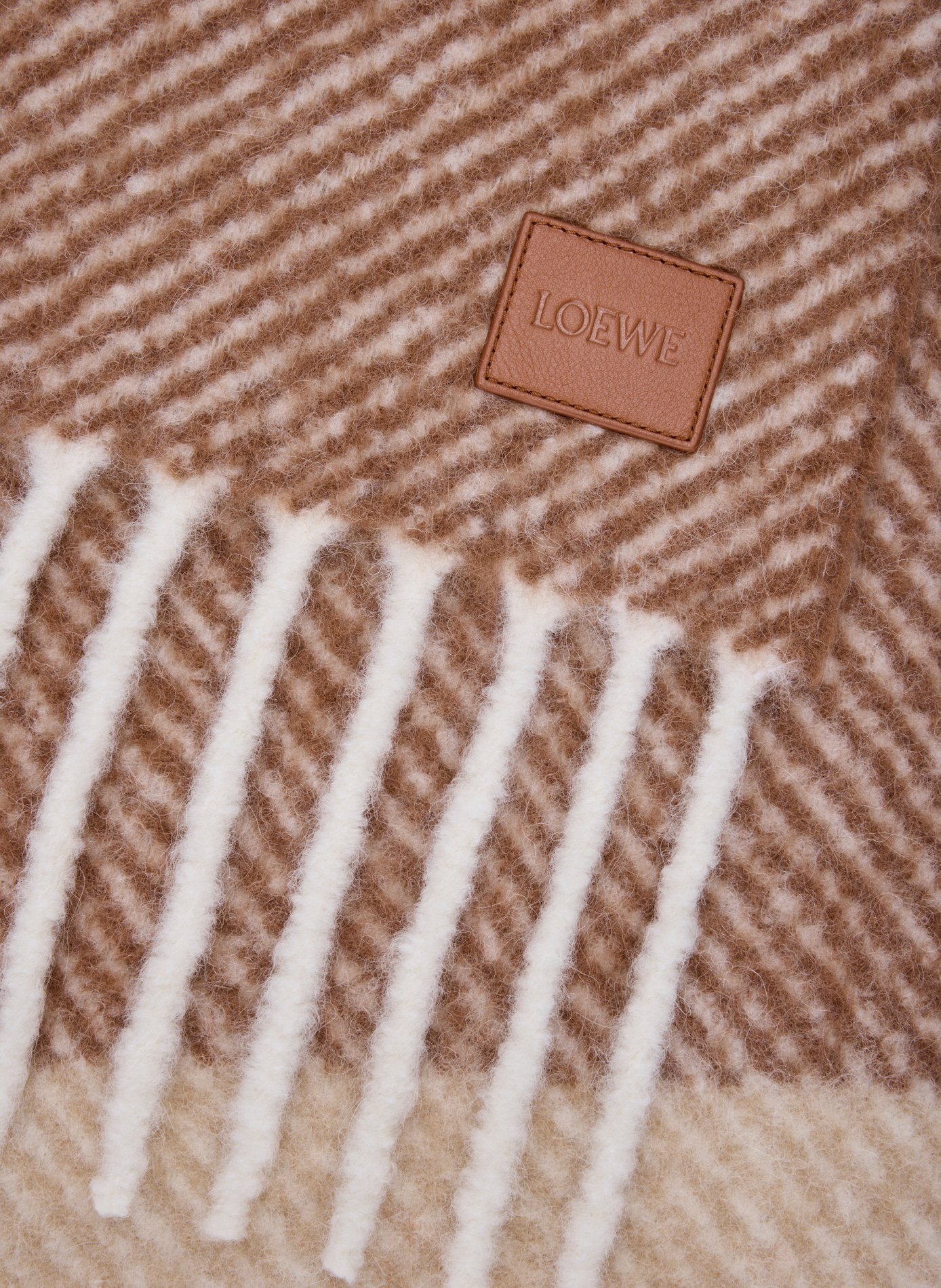 Echarpe à rayures en alpaga et laine mélangés LOEWE Marron