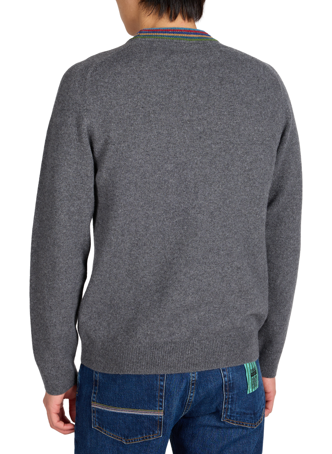 Straight fit sweater with printed merino wool collar PAUL SMITH Grey
