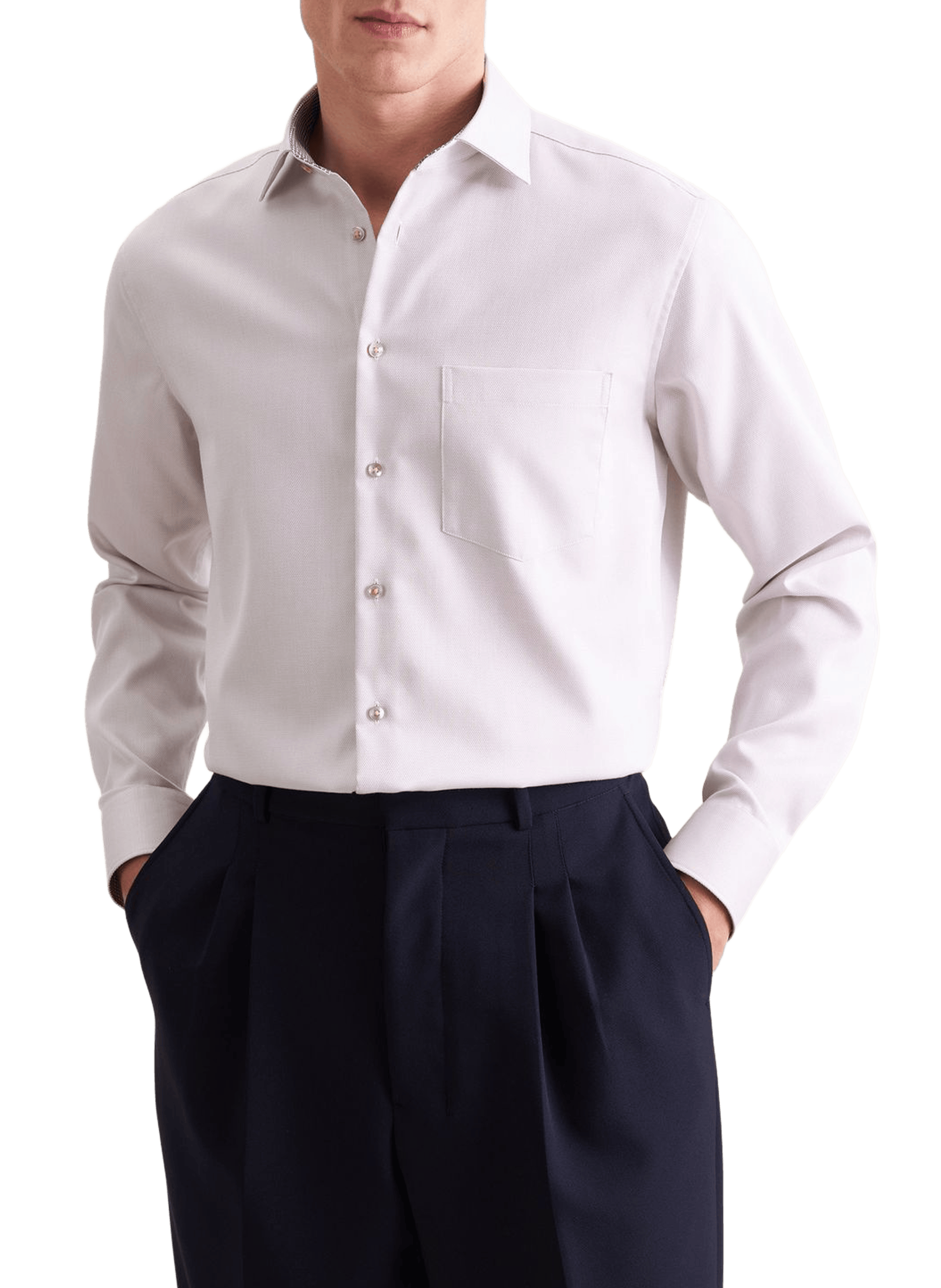 Chemise droite à poche en coton SEIDENSTICKER Beige