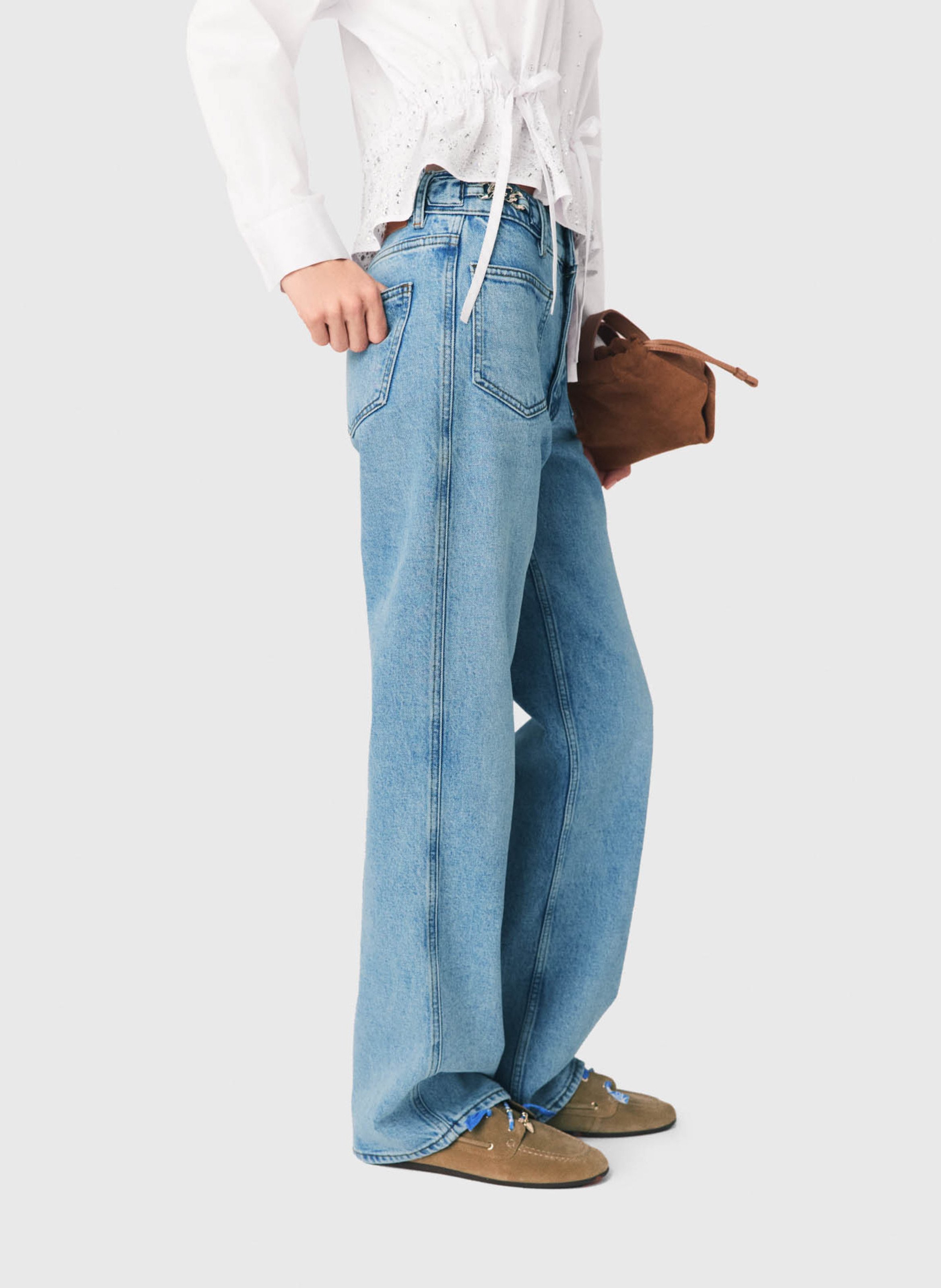 Jean droit en coton mélangé MAJE Bleu