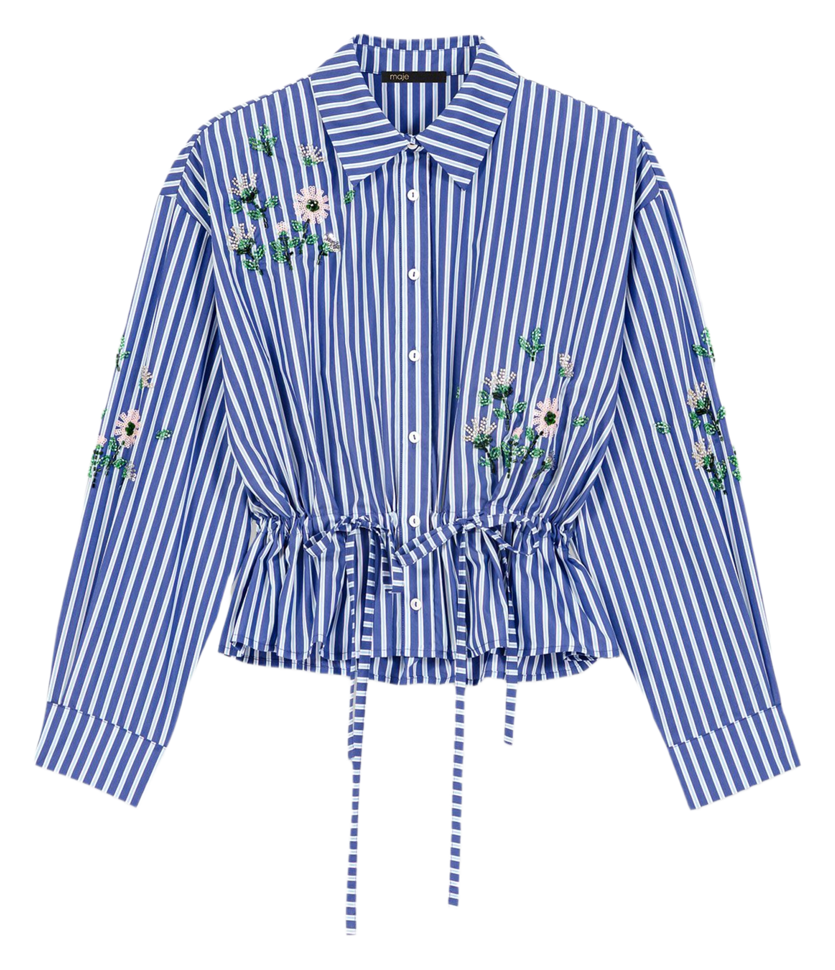 Chemise contrée en coton mélangé MAJE Blanc