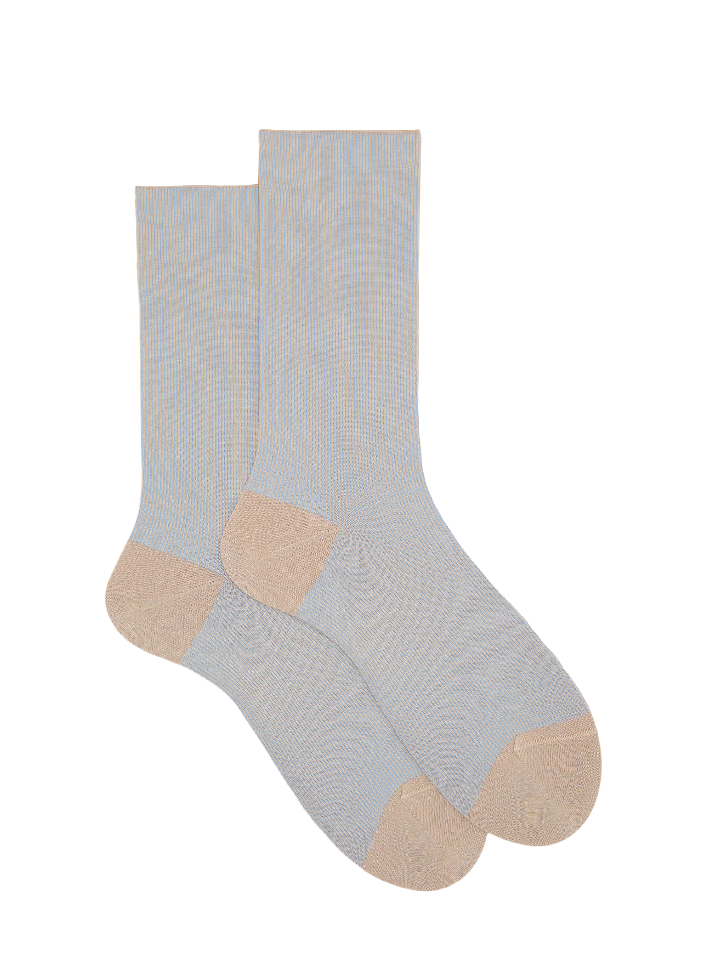 Striped mid-calf socks  Beige