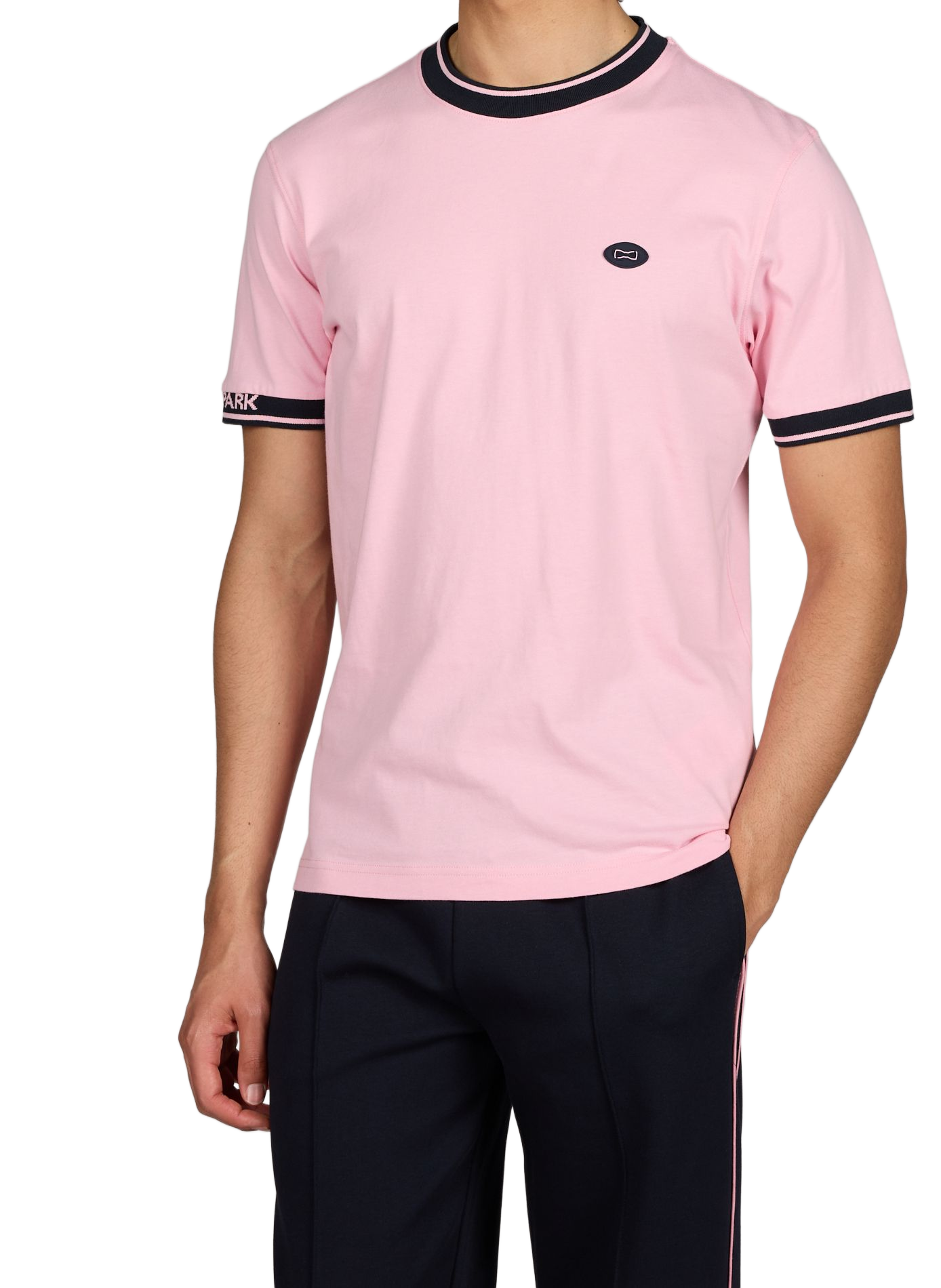 Tee-shirt droit uni à bords contrastés EDEN PARK Rose