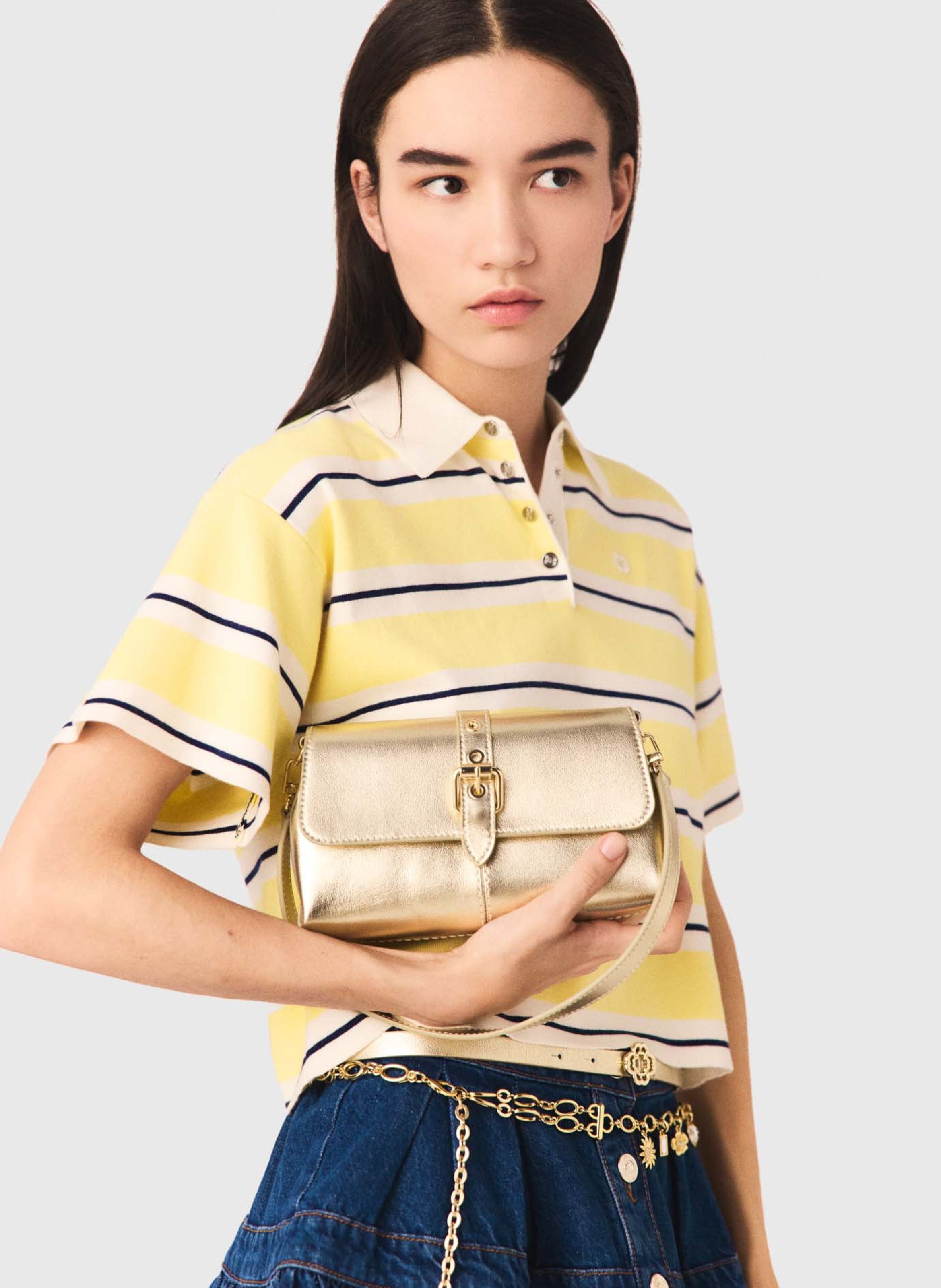 Sac bandoulière en cuir miss m MAJE Doré