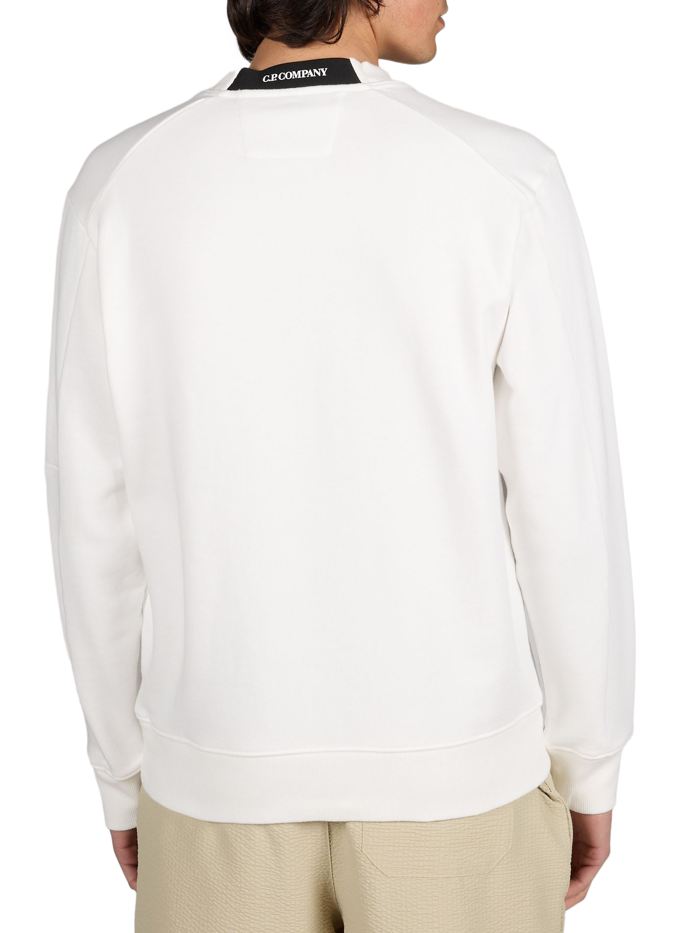 Sudadera de cuello redondo de algodón CP COMPANY Blanco