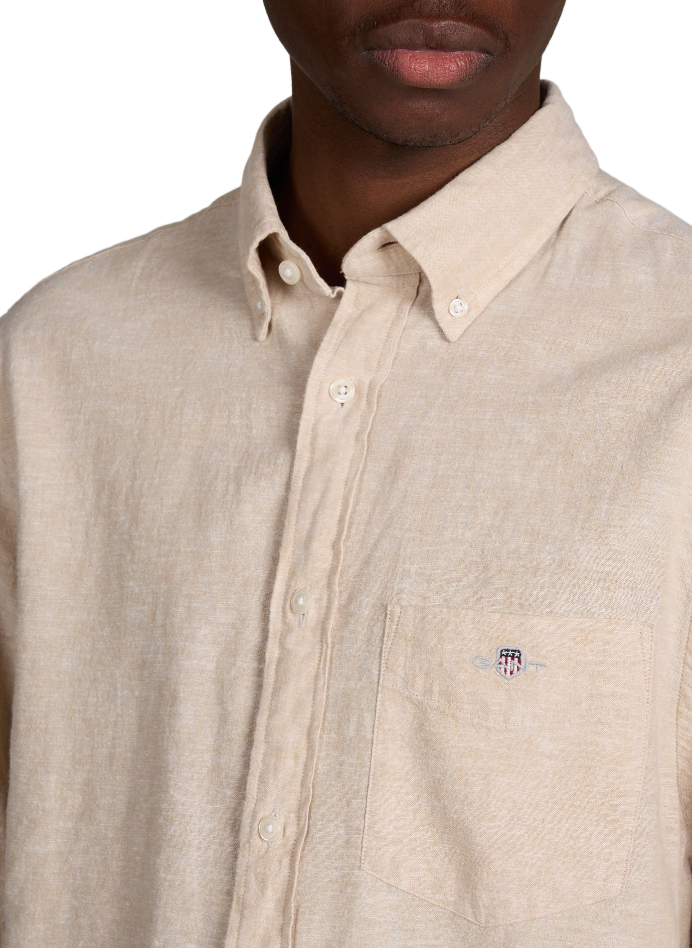 Shirt with American collar in linen and cotton GANT Beige
